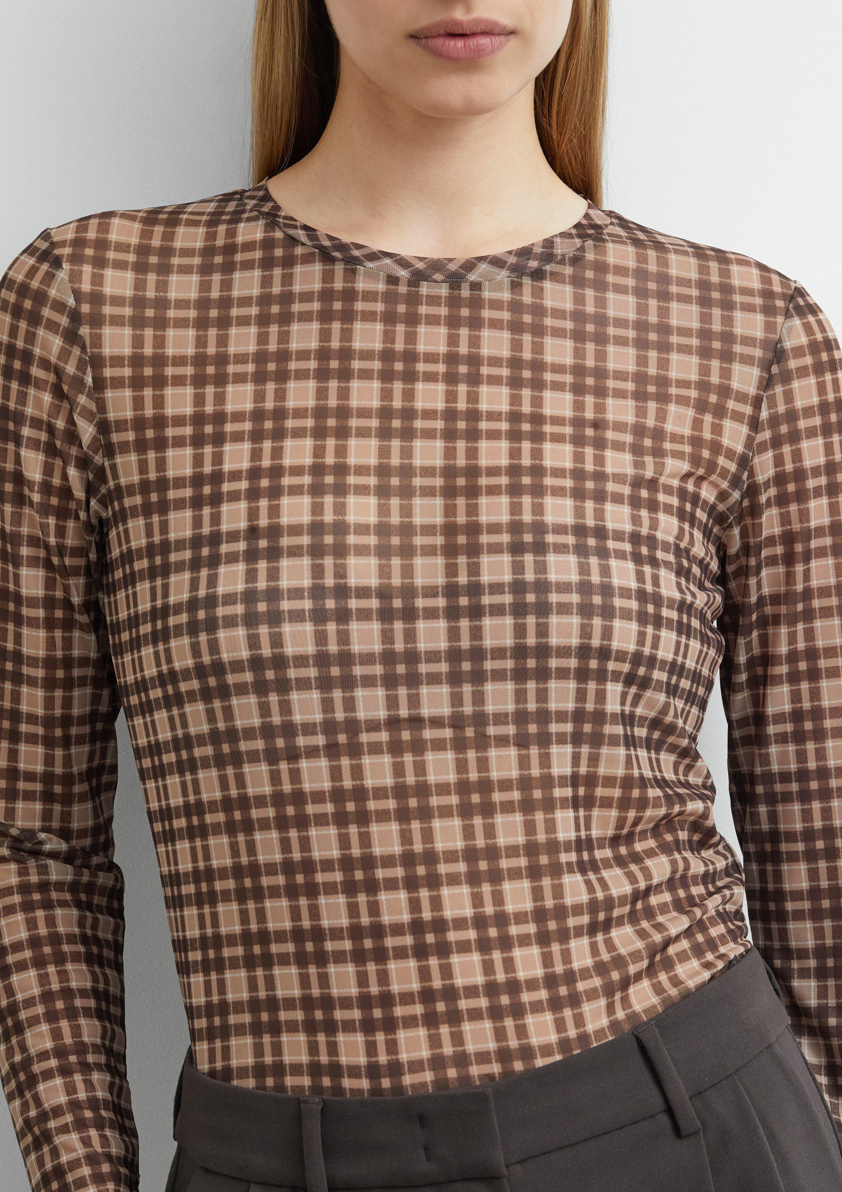 Longsleeve aus Mesh in braun von COMMA