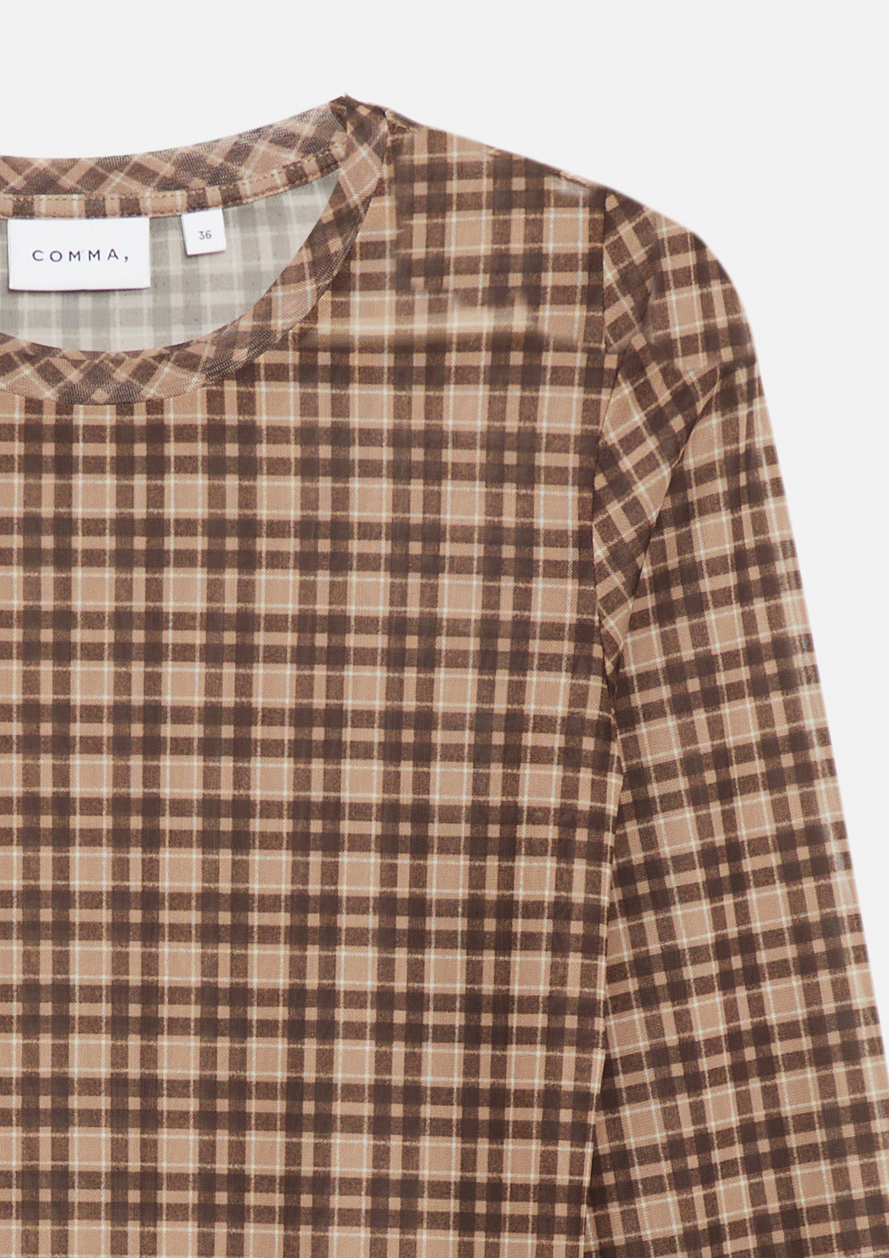 Longsleeve aus Mesh in braun von COMMA