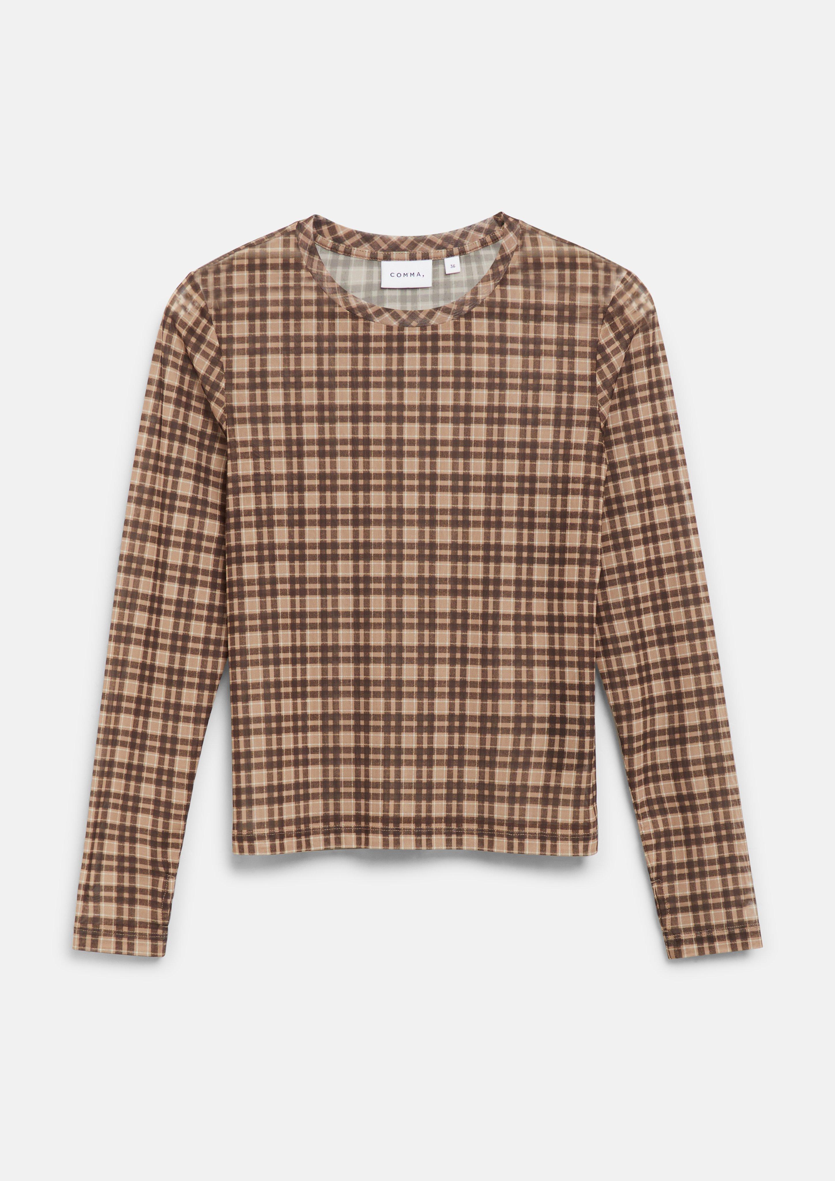 T-shirt à manches longues en maille en brun de COMMA