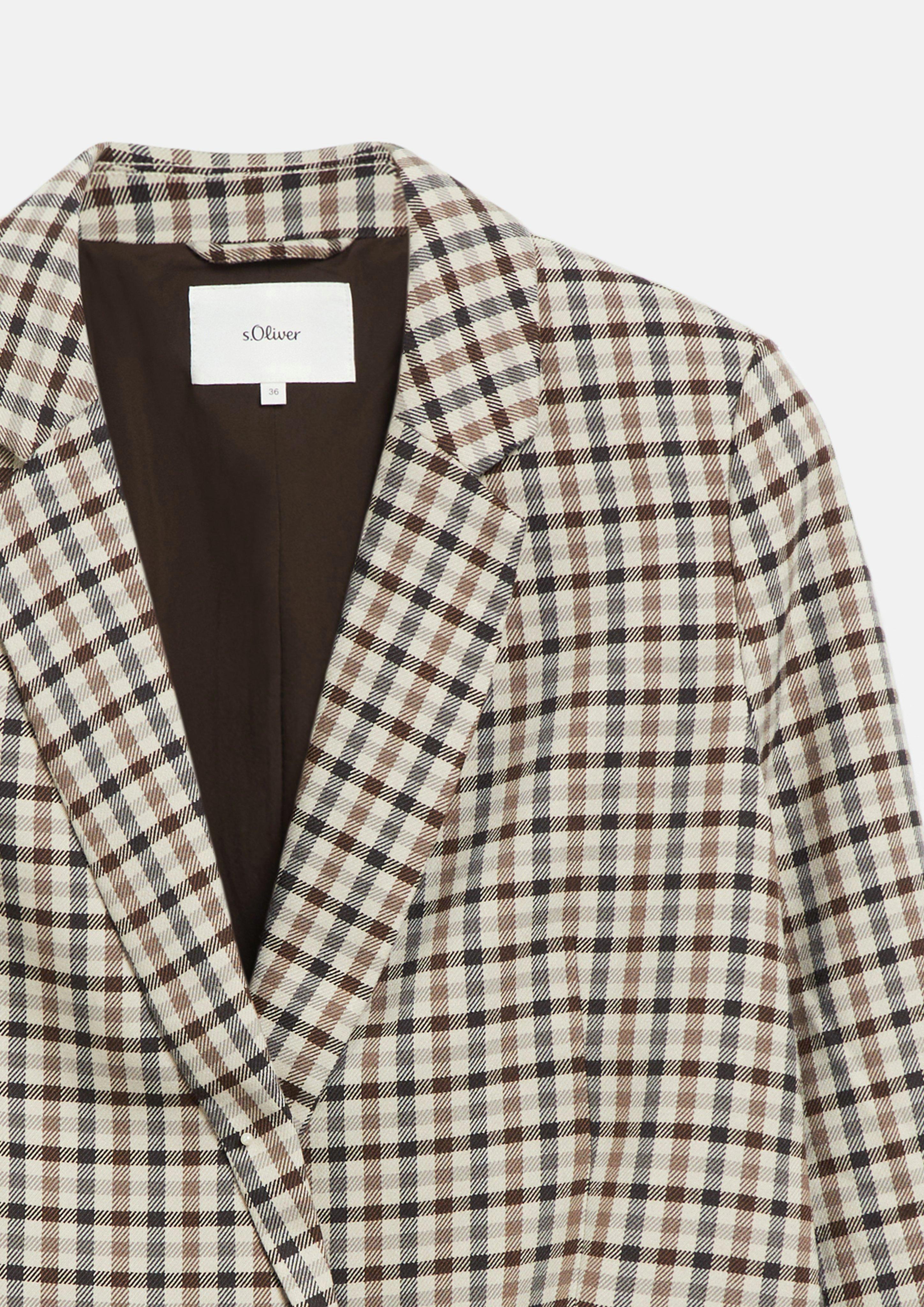 Women Casual Checkered Blazer in beige by s.Oliver
