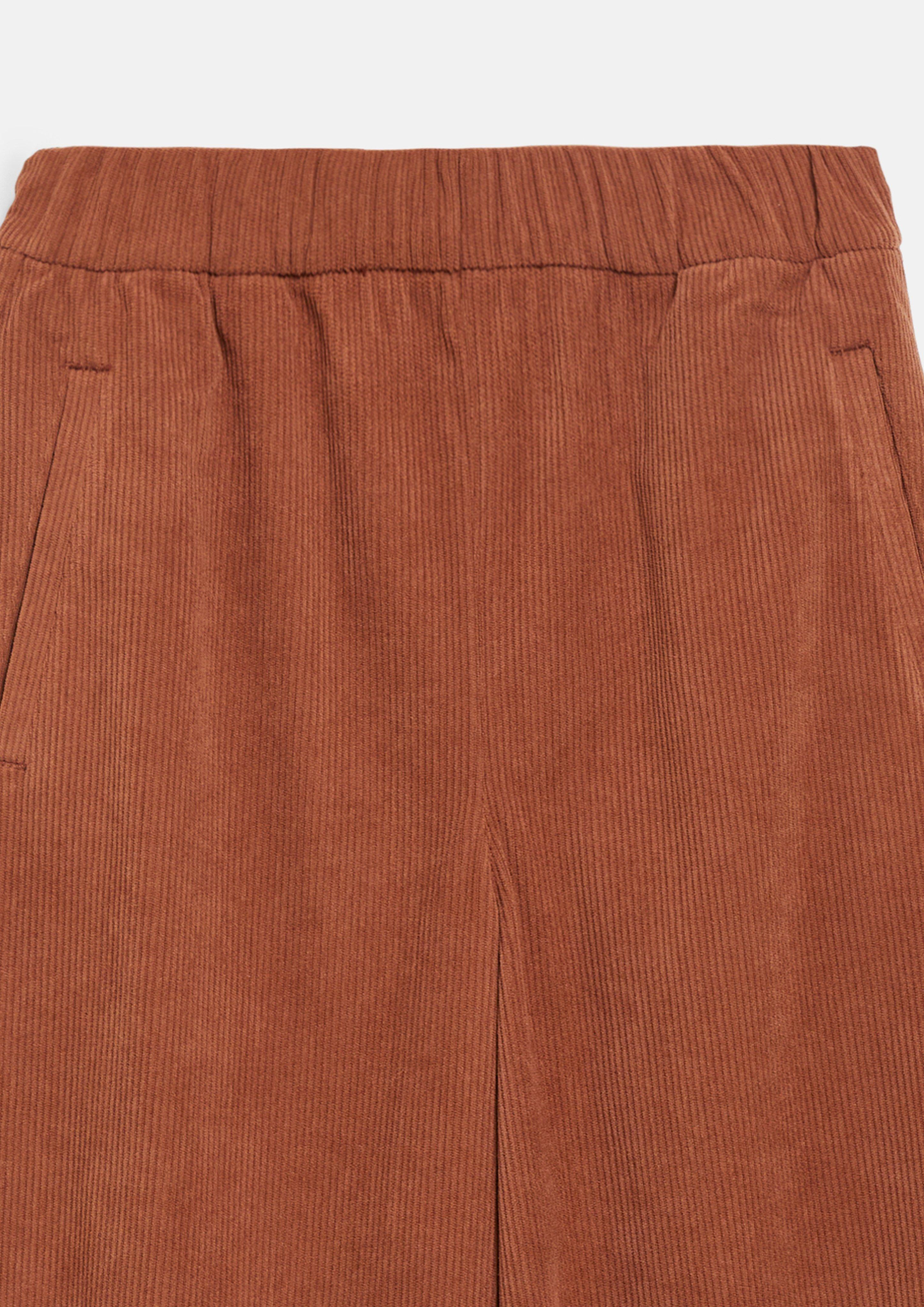 Women Soft corduroy pants with a wide leg and an elastic waistband in orange by s.Oliver