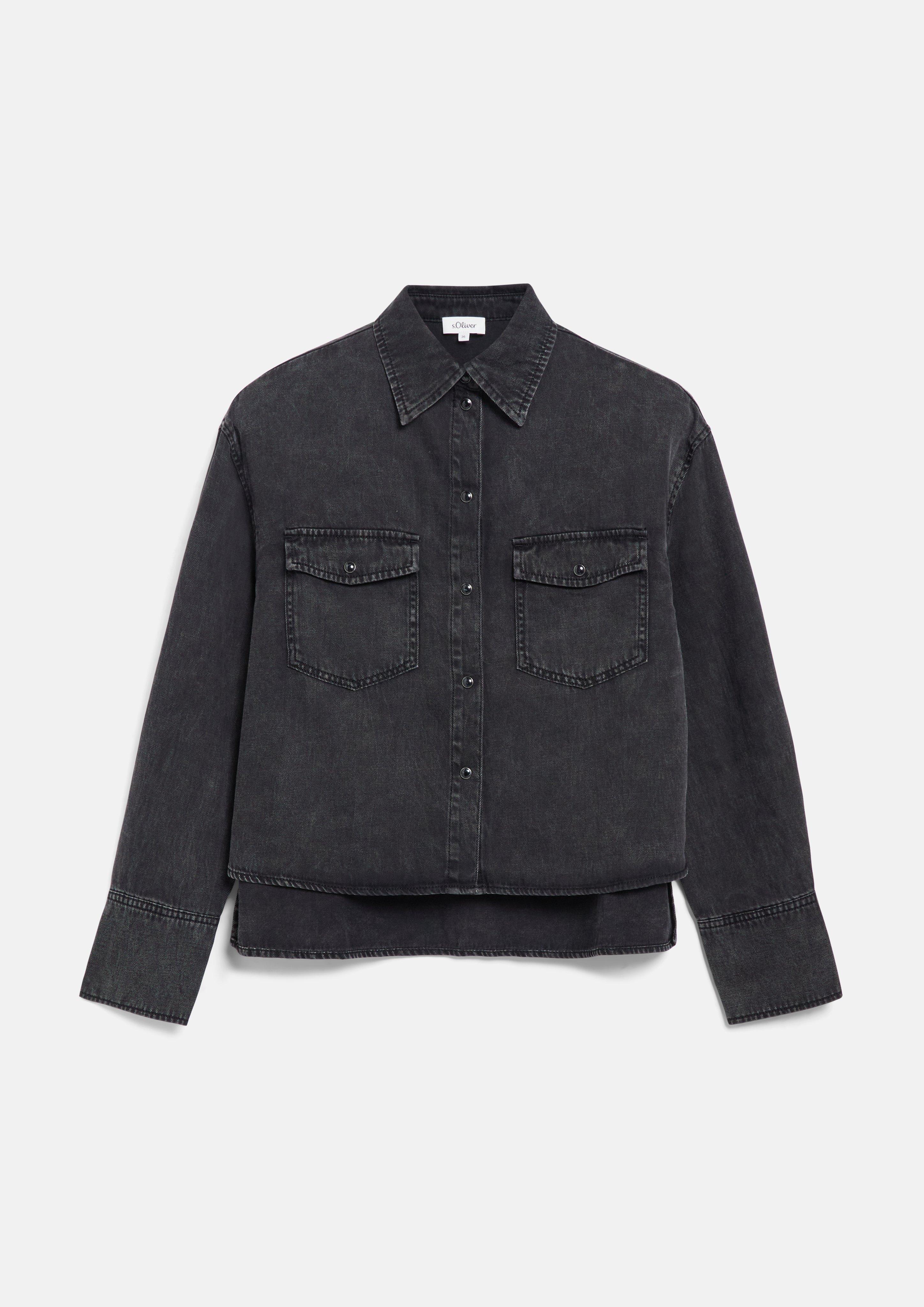 Boxy-Fit Denim Blouse in graphit by s.Oliver