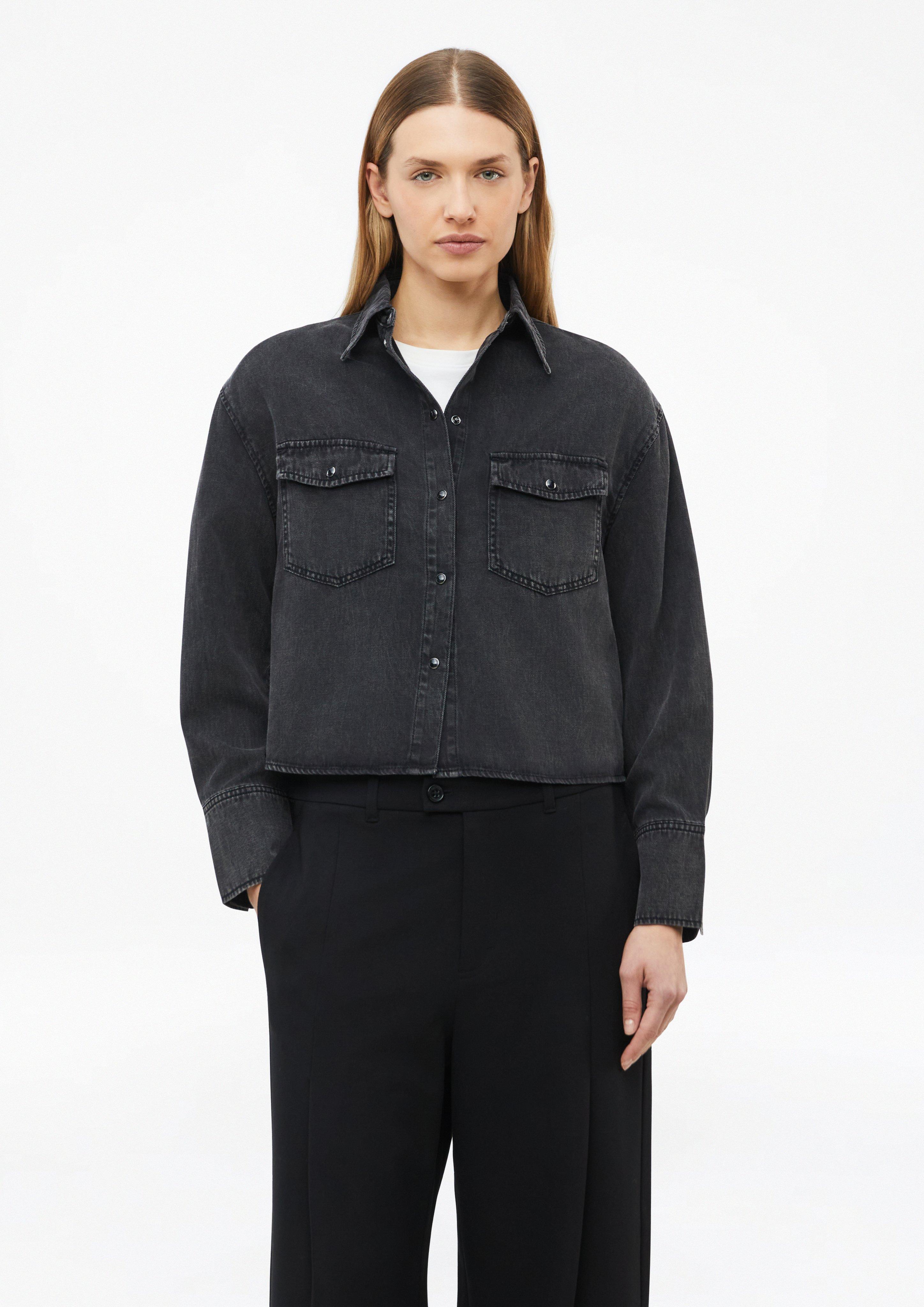 Jeansbluse im Boxy Fit in Farbe graphit von s.Oliver