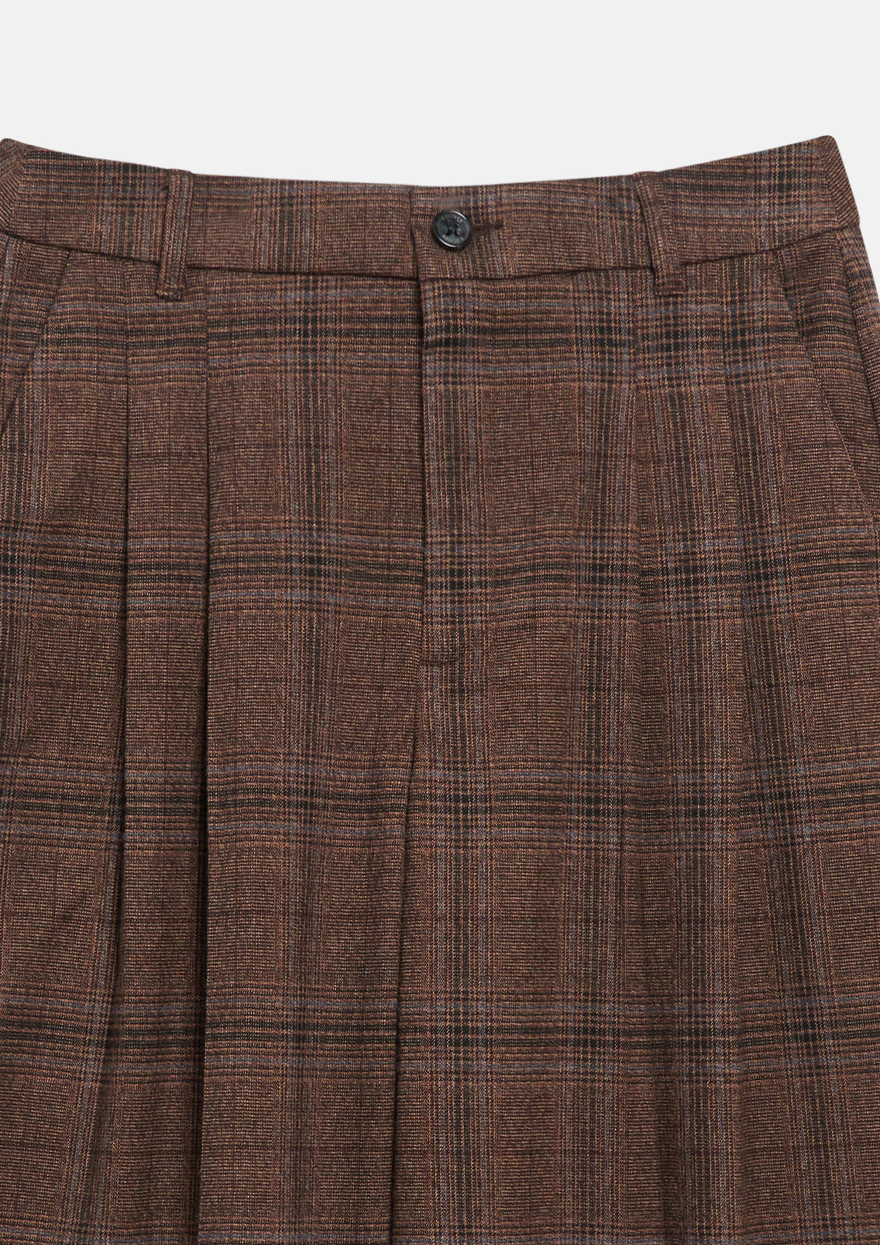 Damen Hose mit Check-Muster und Bundfalten im Extra Wide Leg in braun von s.Oliver