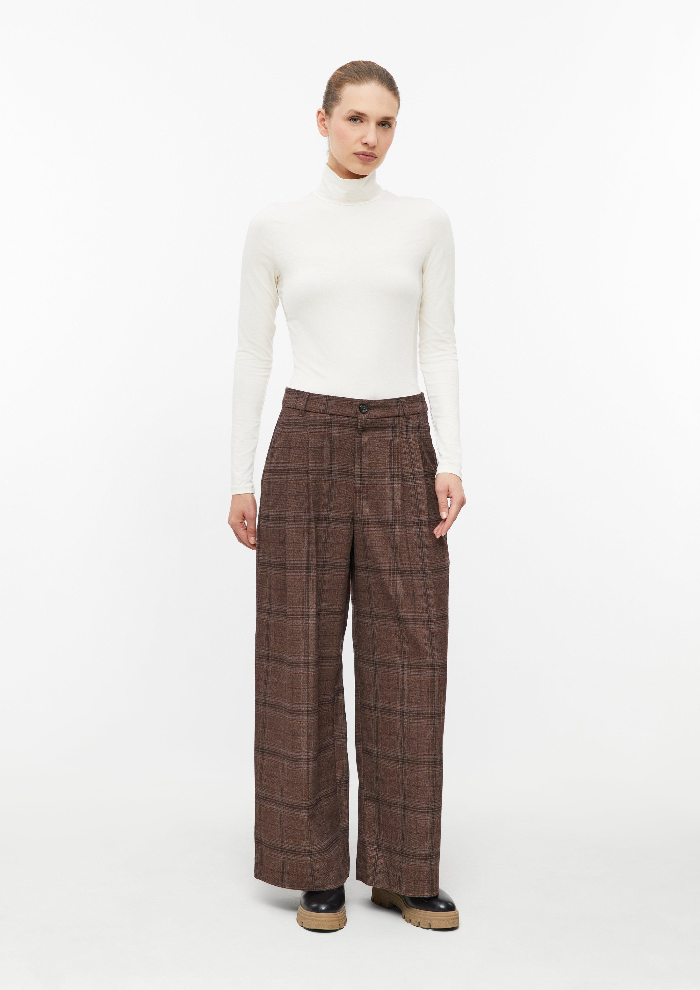 Pantalon à carreaux et à plis, coupe extra large en marron foncé de s.Oliver