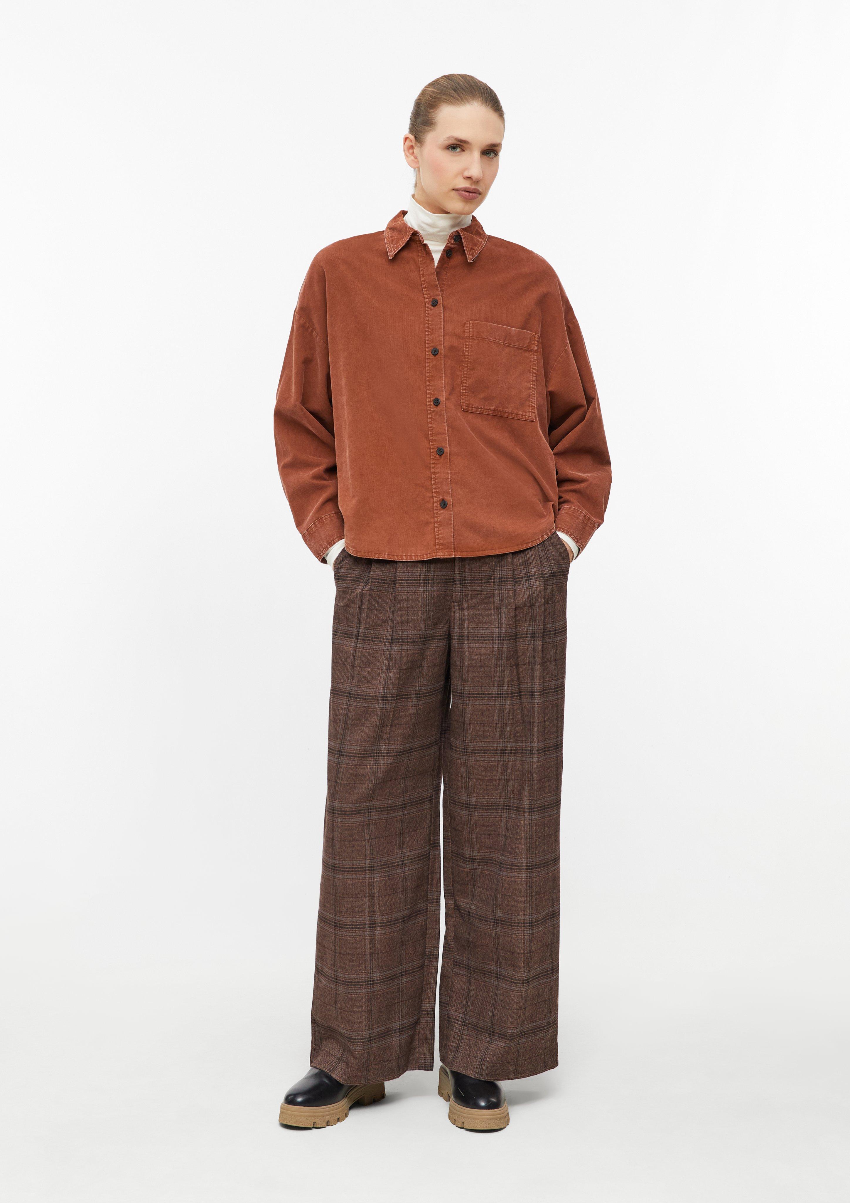 Damen Hose mit Check-Muster und Bundfalten im Extra Wide Leg in braun von s.Oliver