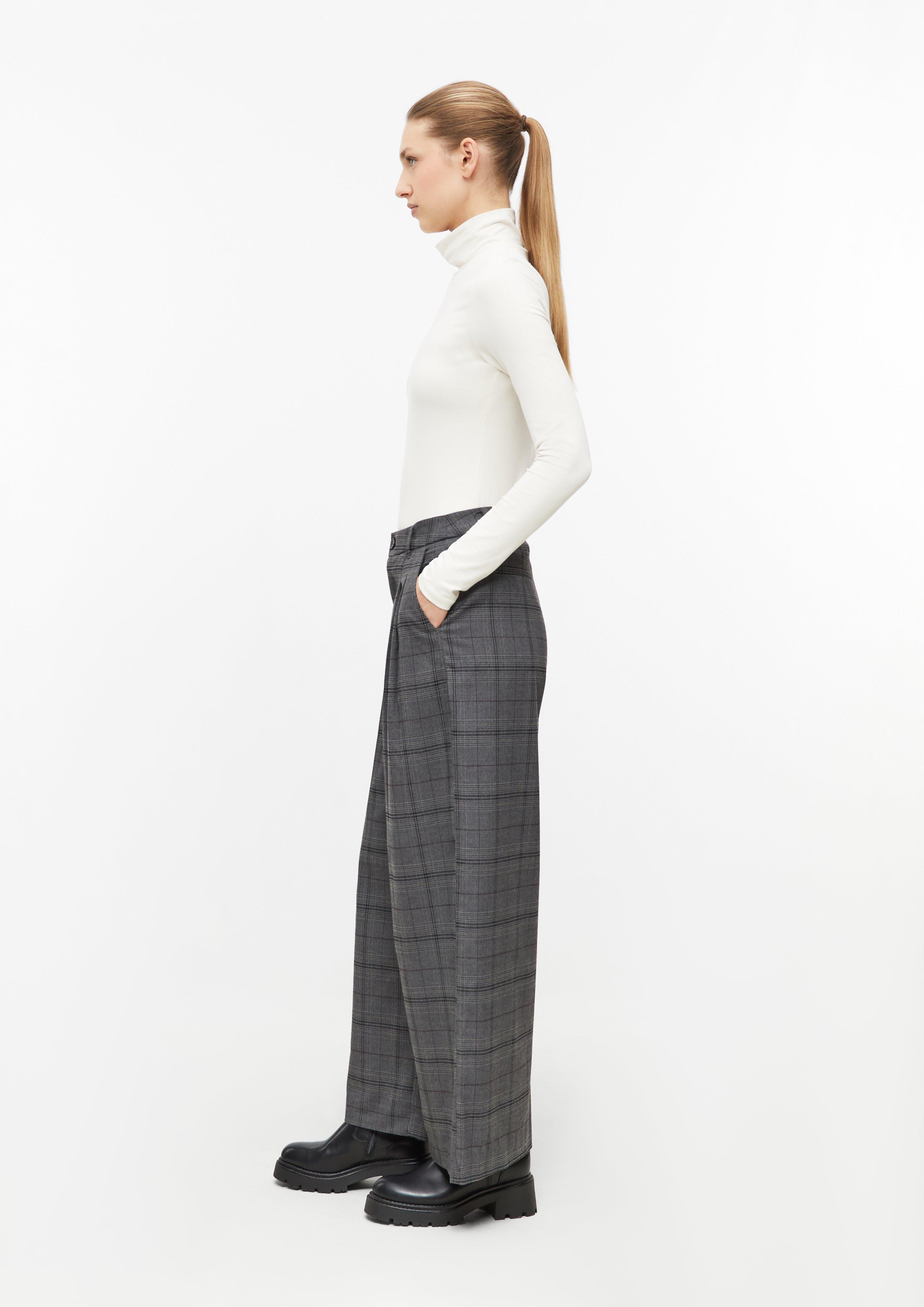 Femmes Pantalon à carreaux et à plis, coupe extra large en gris de s.Oliver