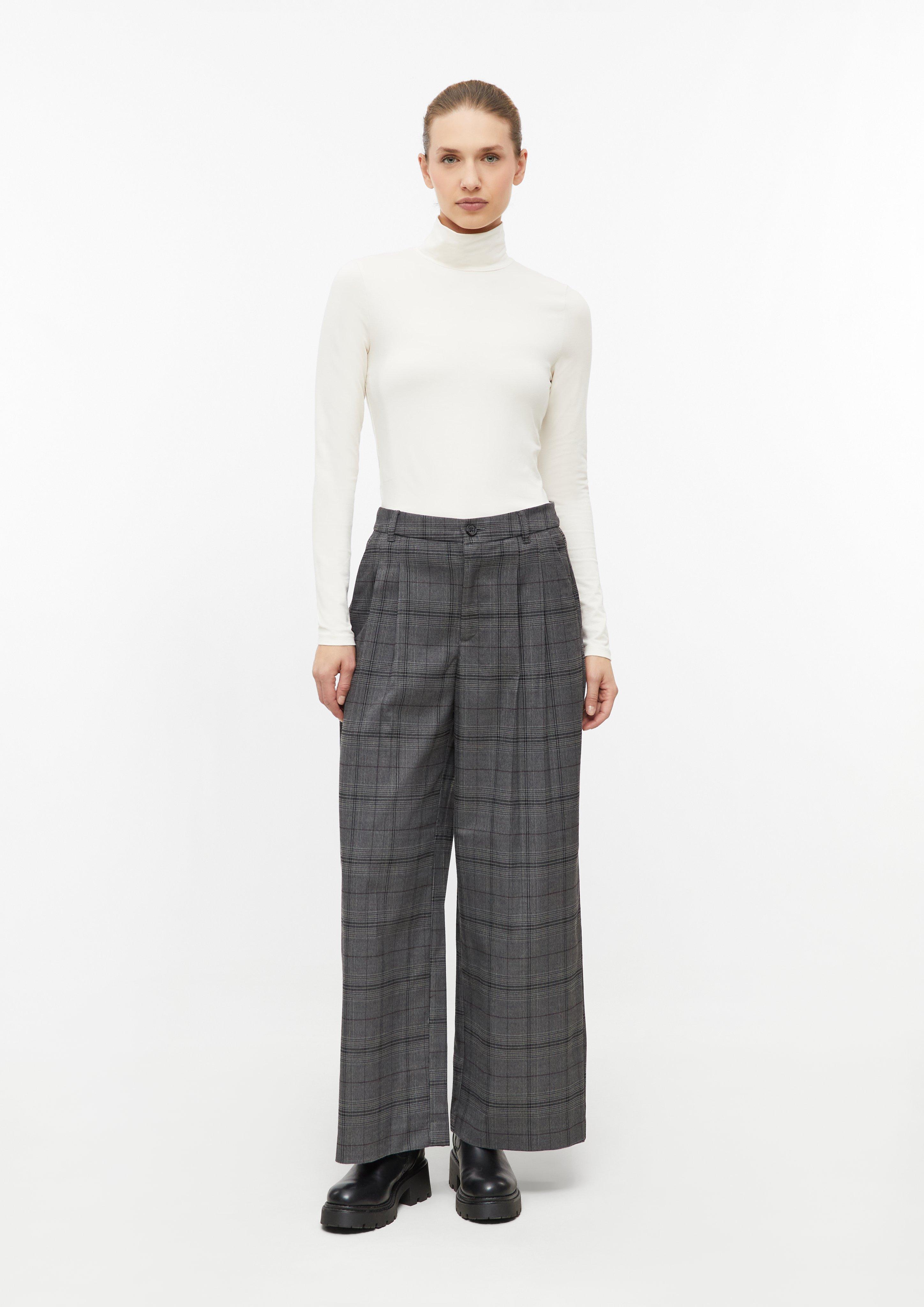 Femmes Pantalon à carreaux et à plis, coupe extra large en gris de s.Oliver