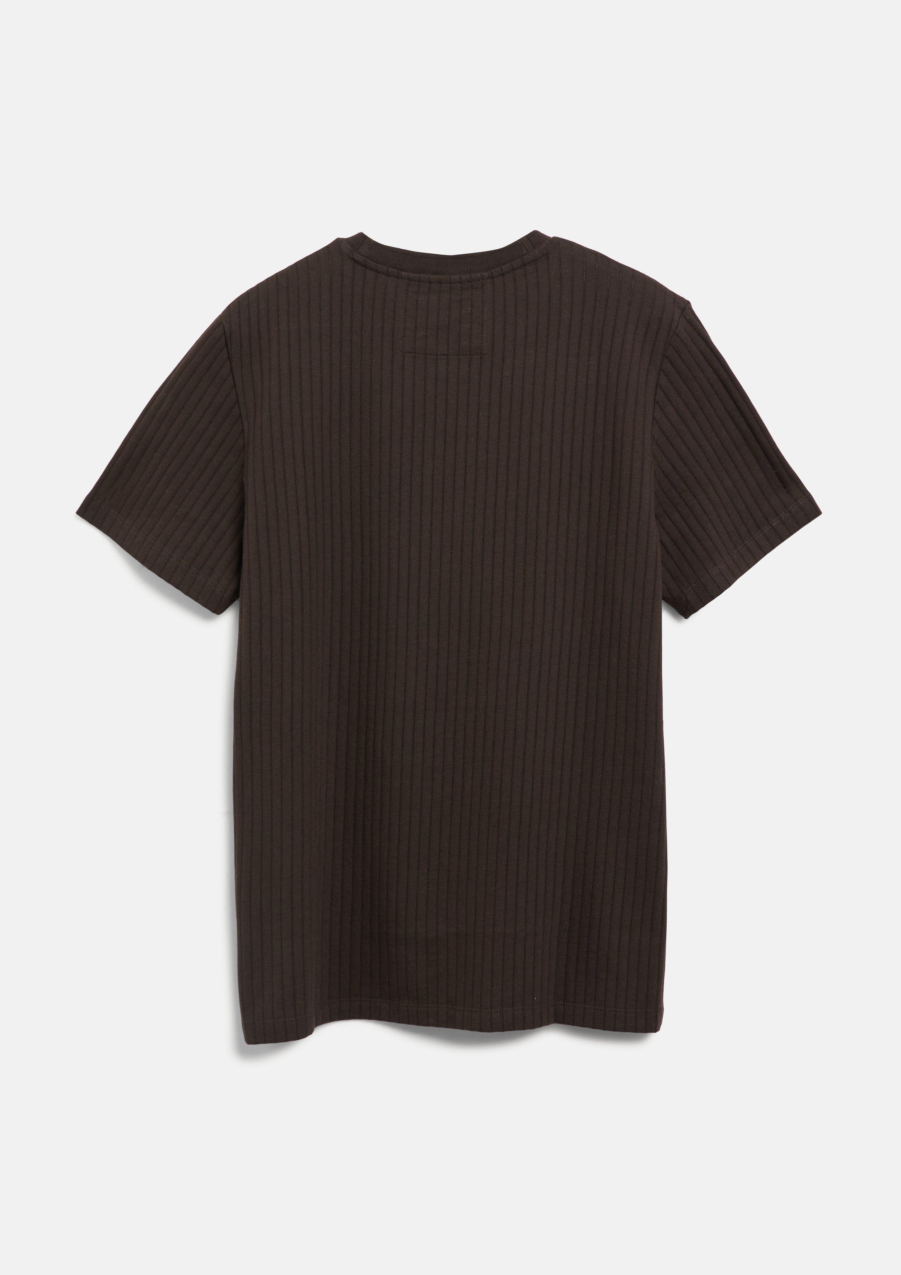 Men Elegant T-shirt with a subtle ribbed texture in brown by s.Oliver BLACK LABEL