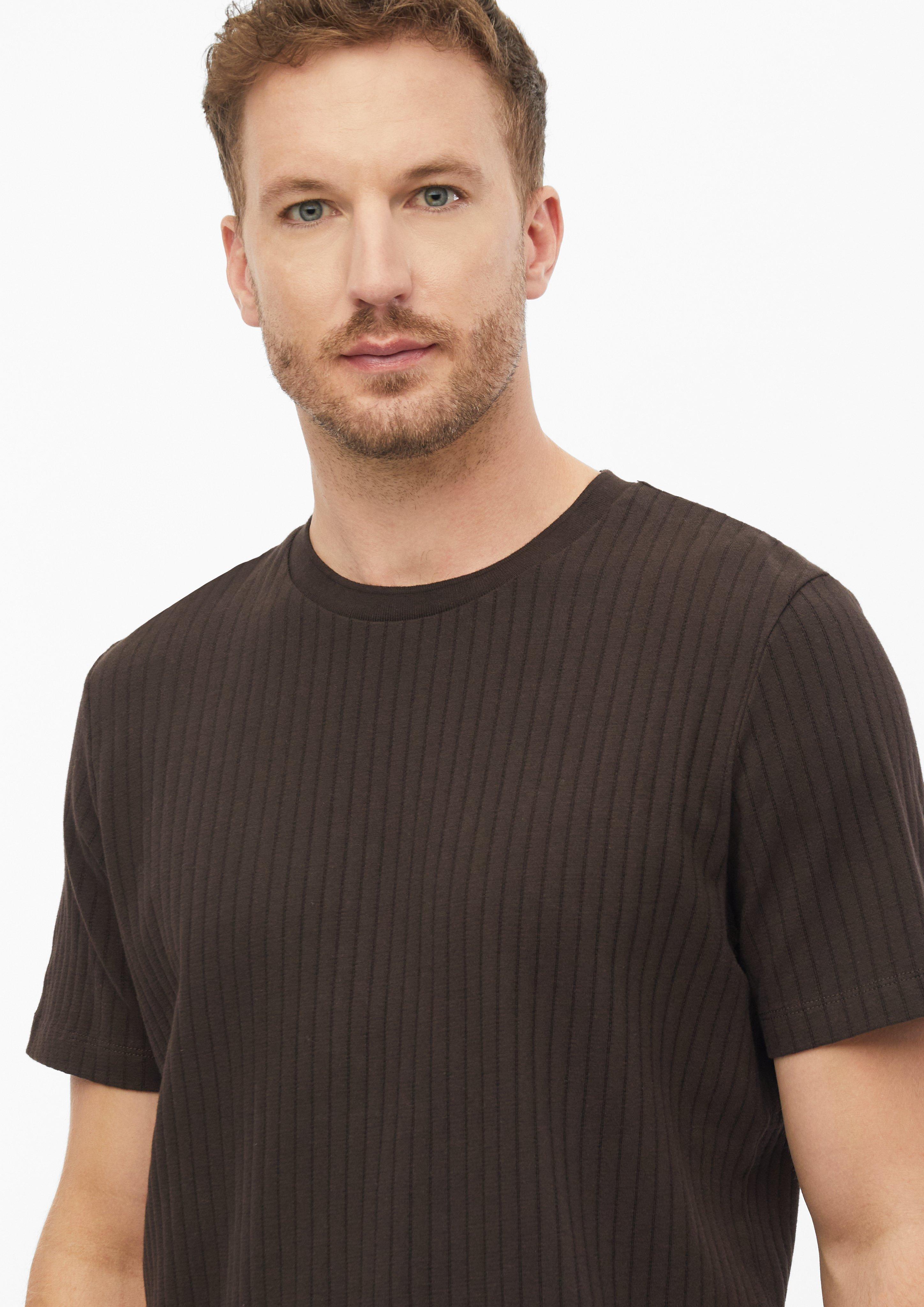 Hommes T-shirt raffiné à fines côtes en brun de s.Oliver BLACK LABEL