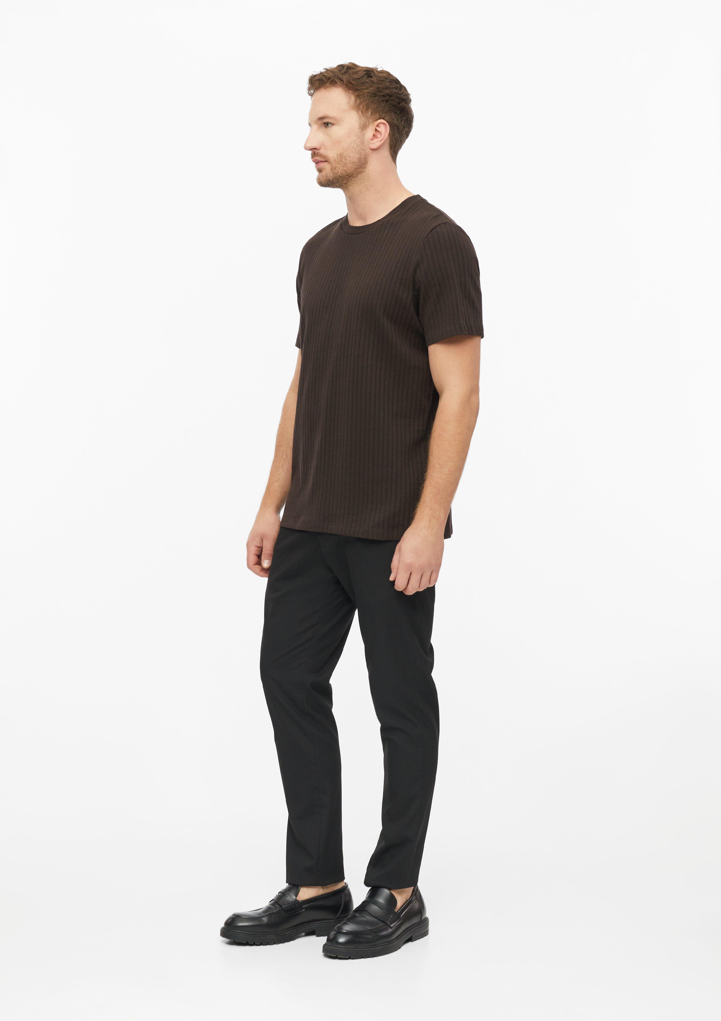 Hommes T-shirt raffiné à fines côtes en brun de s.Oliver BLACK LABEL