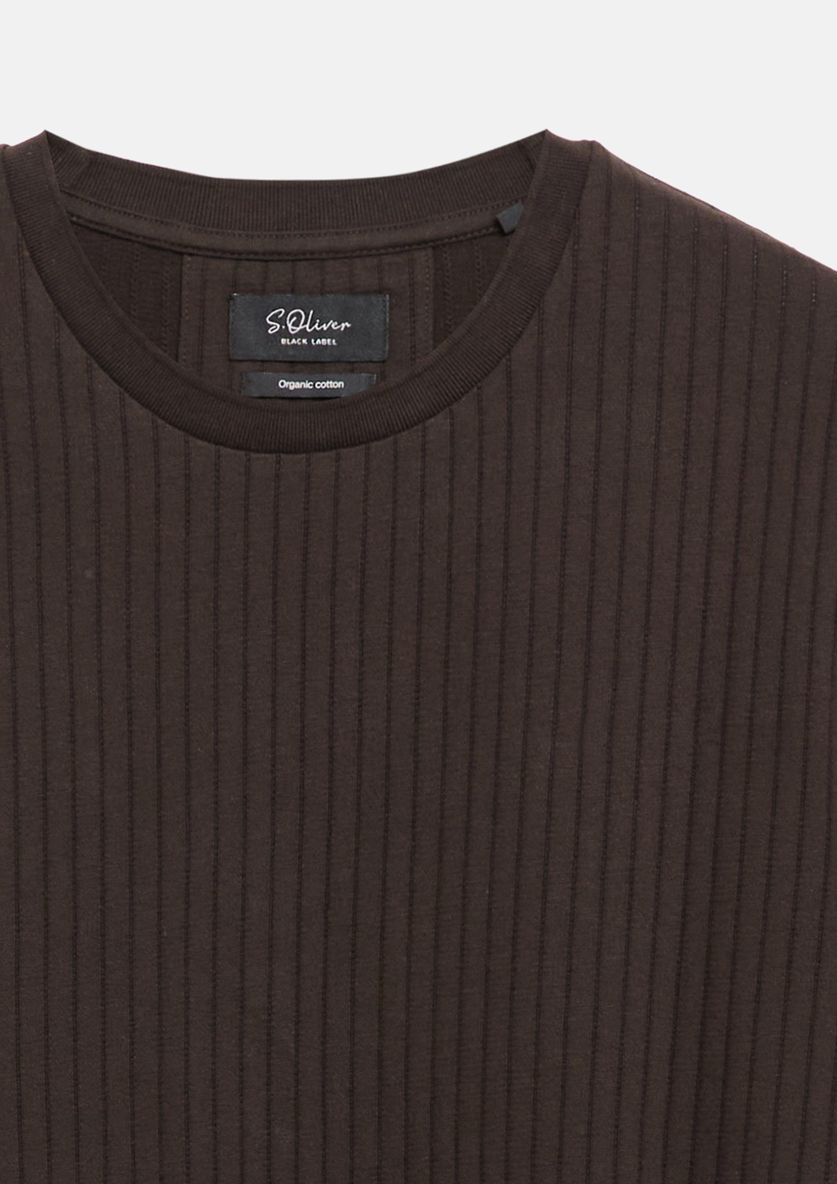 Hommes T-shirt raffiné à fines côtes en brun de s.Oliver BLACK LABEL
