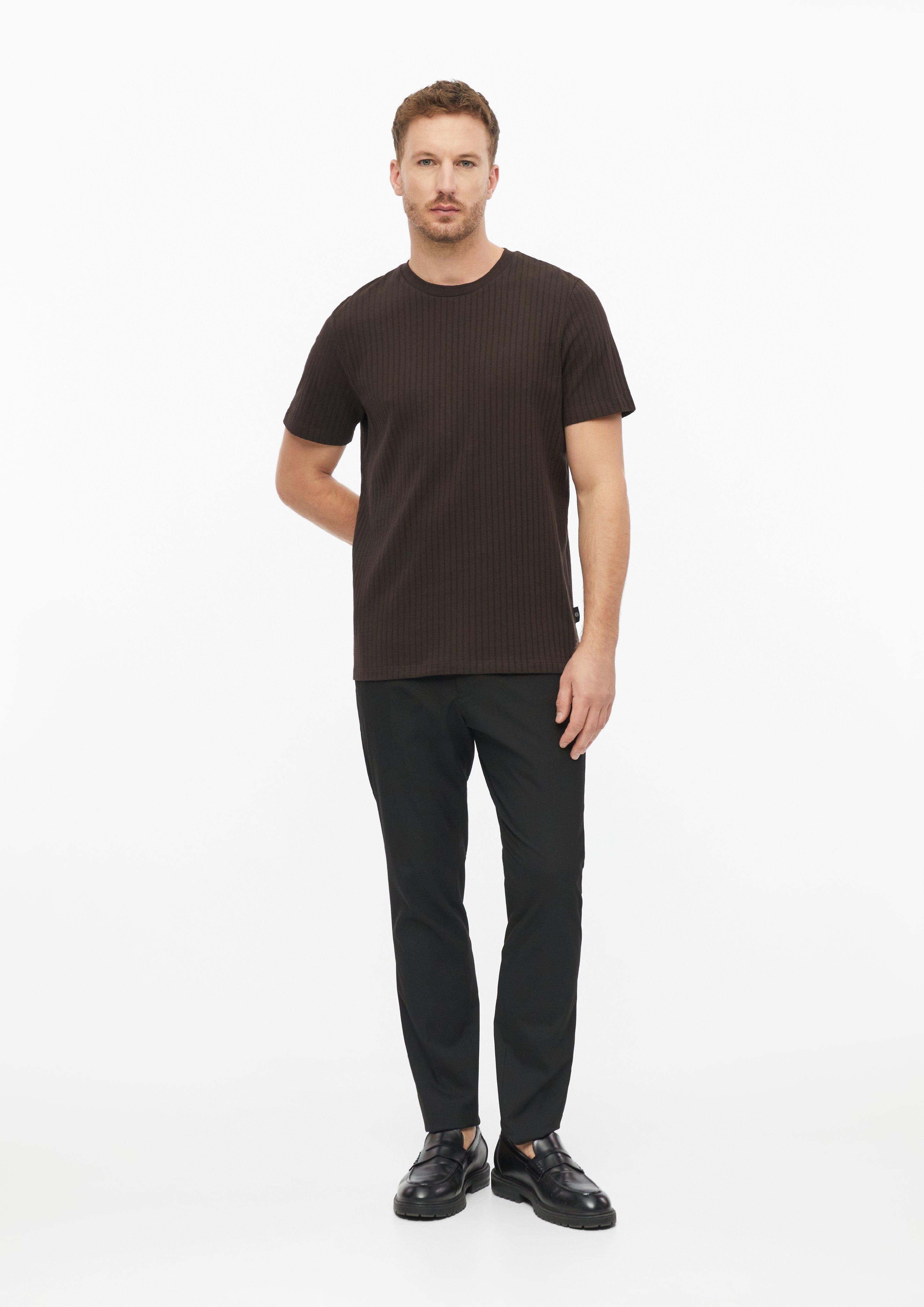 Hommes T-shirt raffiné à fines côtes en brun de s.Oliver BLACK LABEL