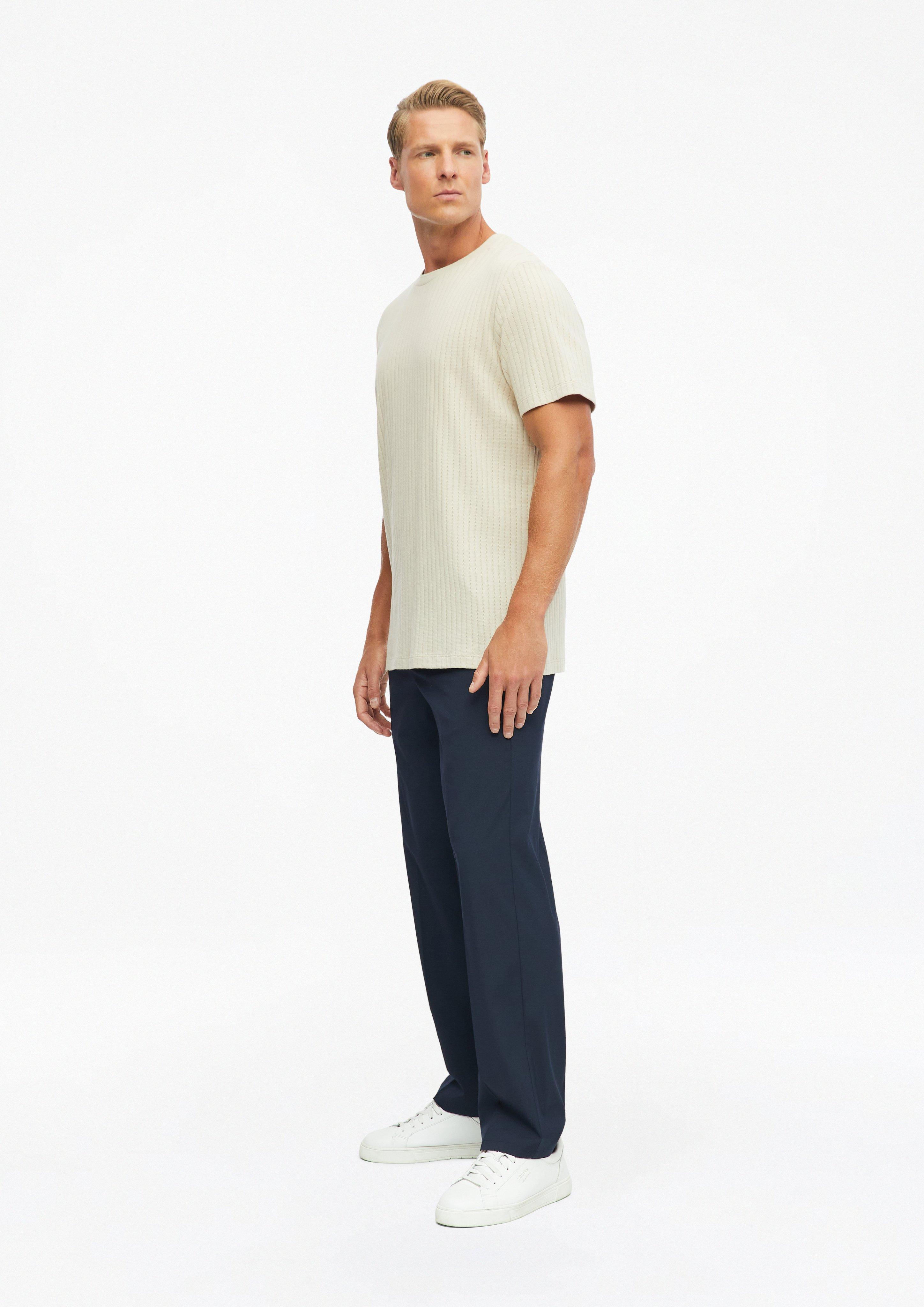 Hommes T-shirt raffiné à fines côtes en beige de s.Oliver BLACK LABEL