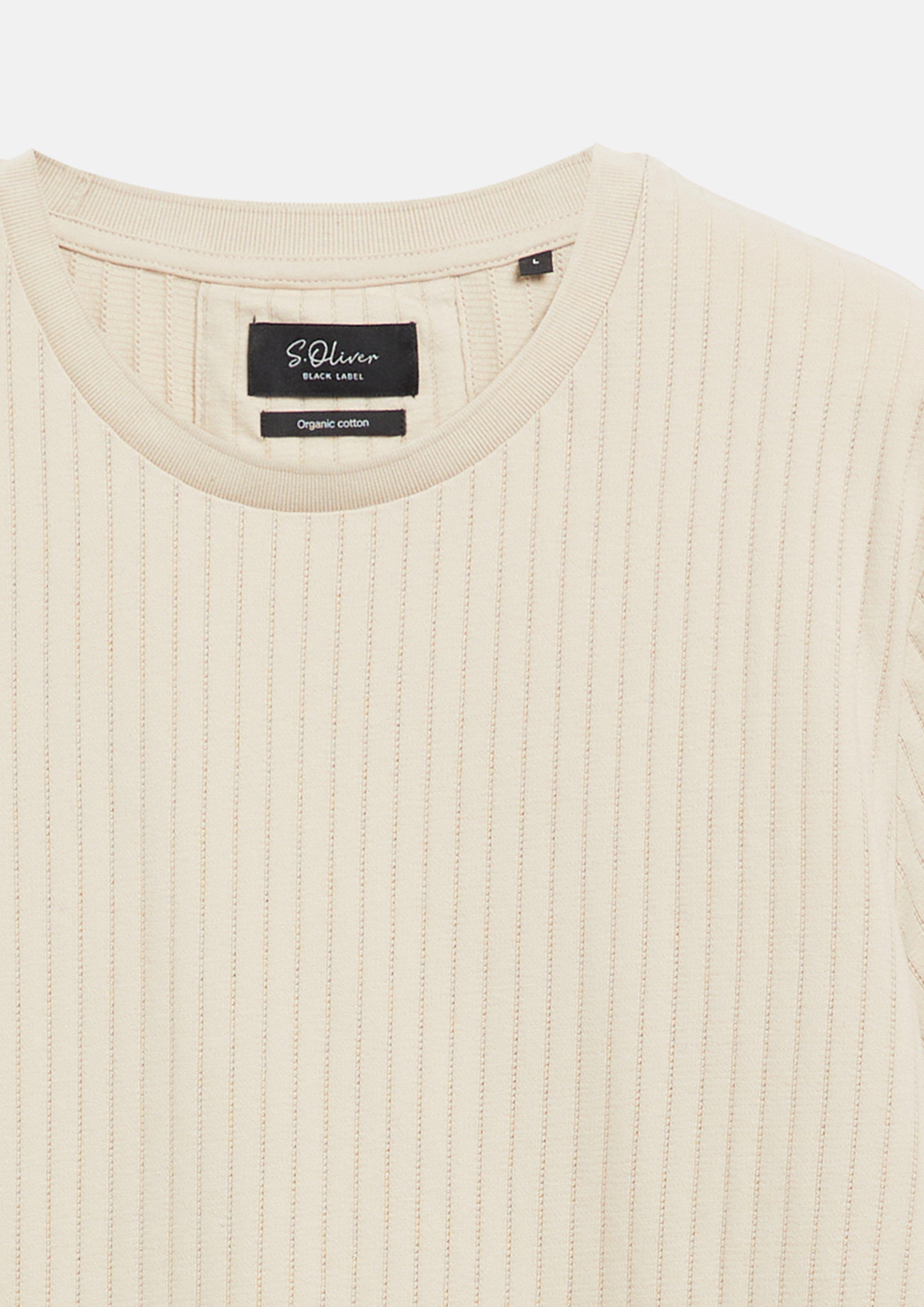 Hommes T-shirt raffiné à fines côtes en beige de s.Oliver BLACK LABEL