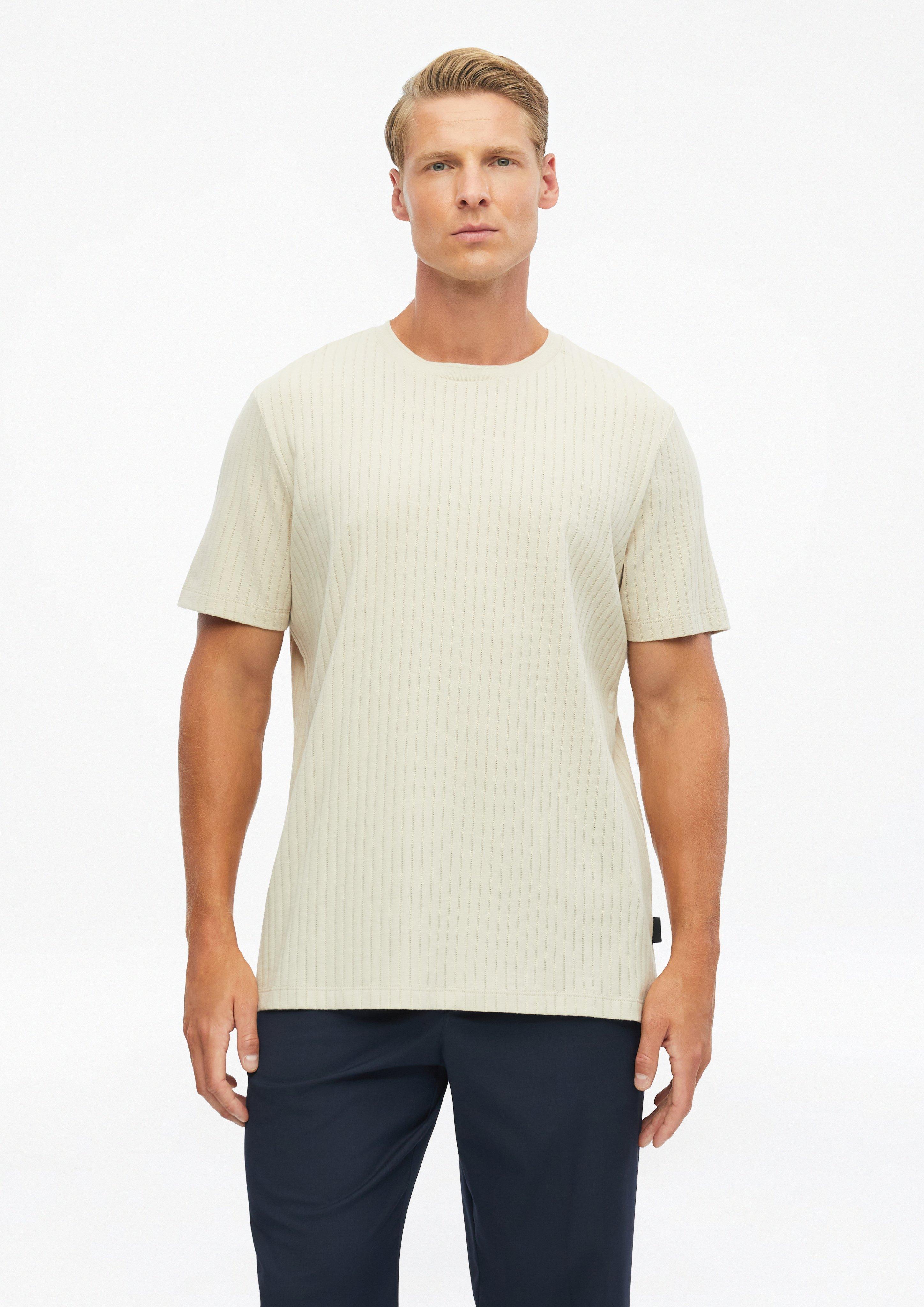 Edles T-Shirt mit feiner Rippstruktur in Farbe beige von s.Oliver BLACK LABEL