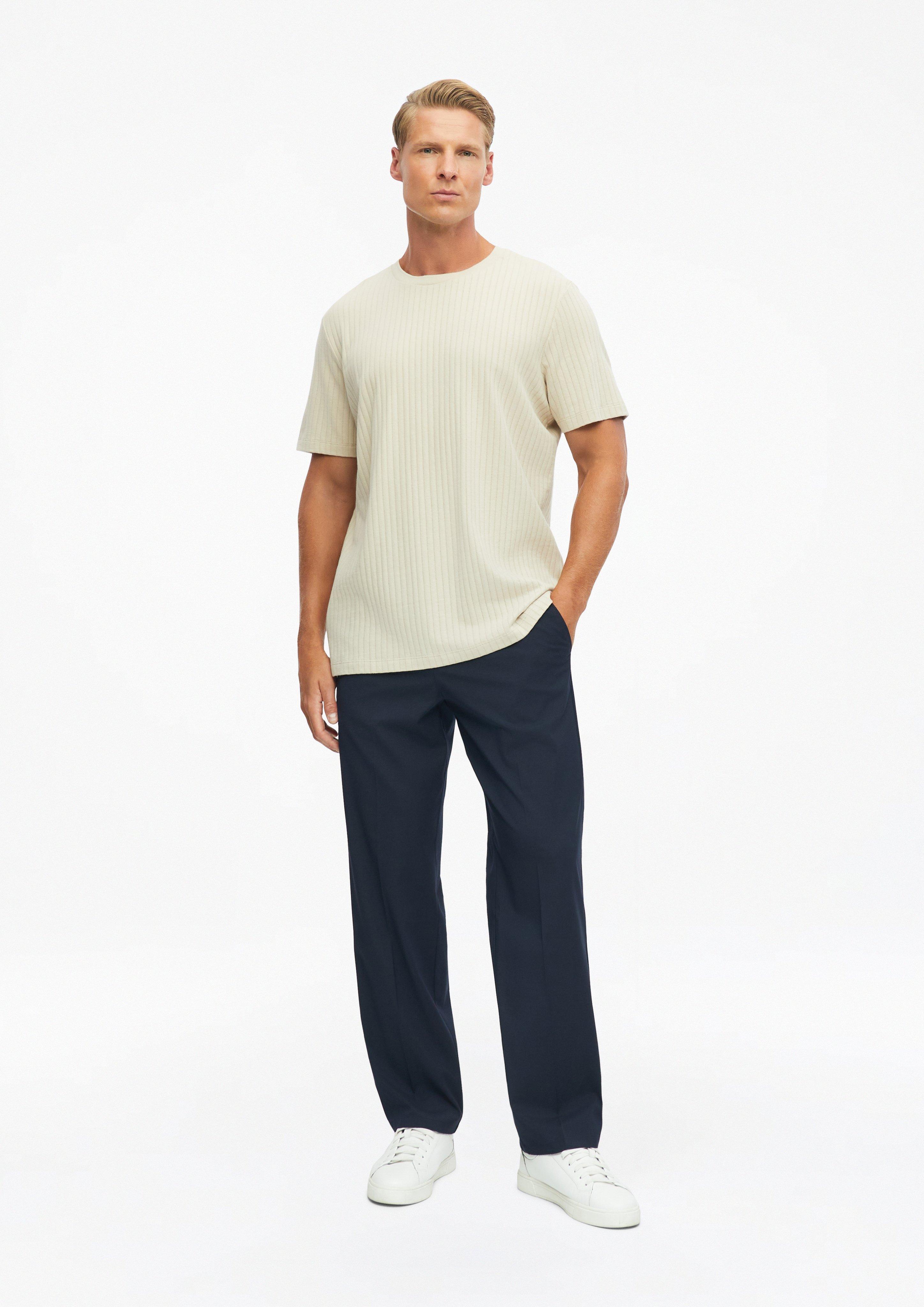 Hommes T-shirt raffiné à fines côtes en beige de s.Oliver BLACK LABEL
