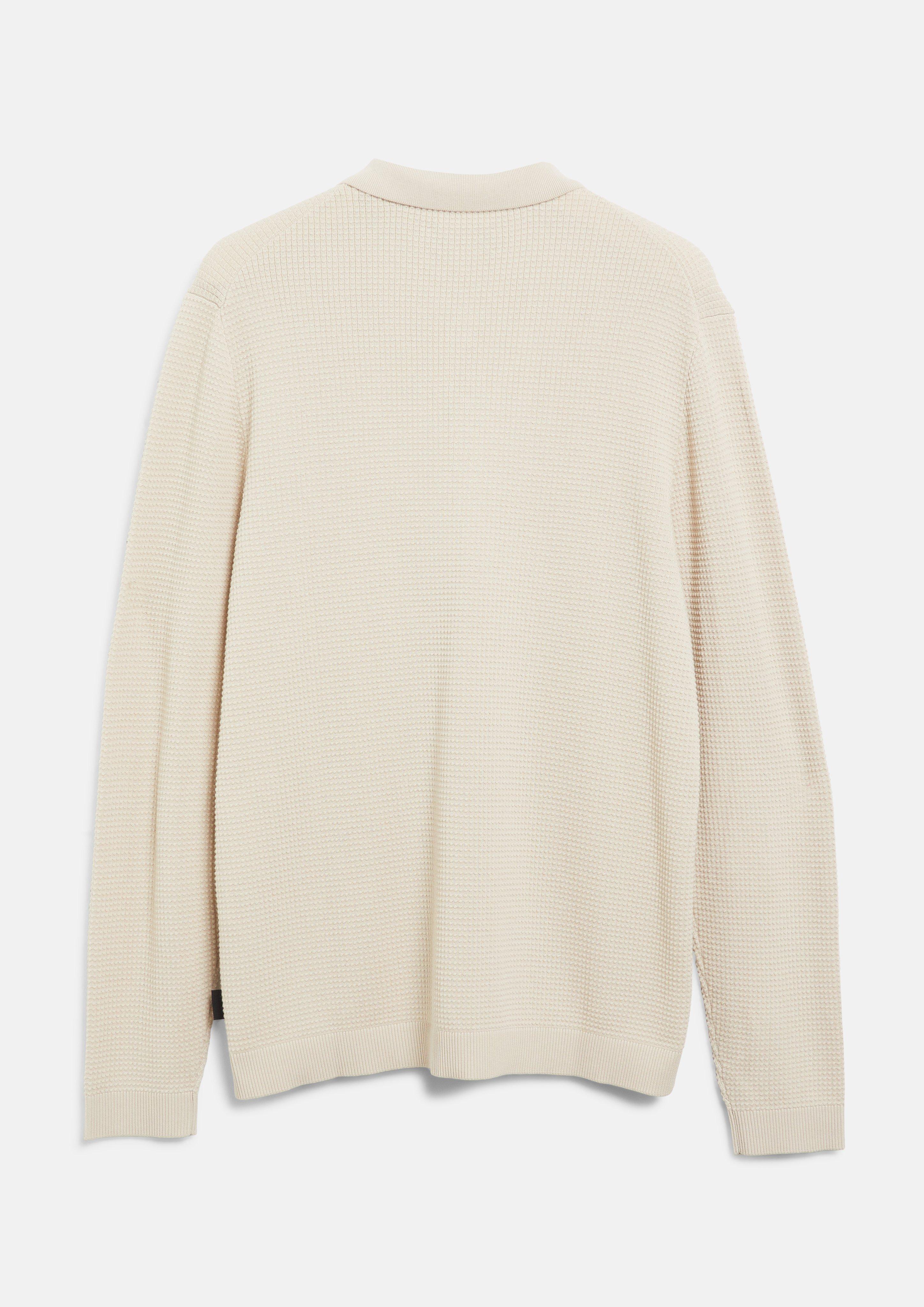 Hommes Polo en maille à manches longues à la texture fine en beige de s.Oliver BLACK LABEL