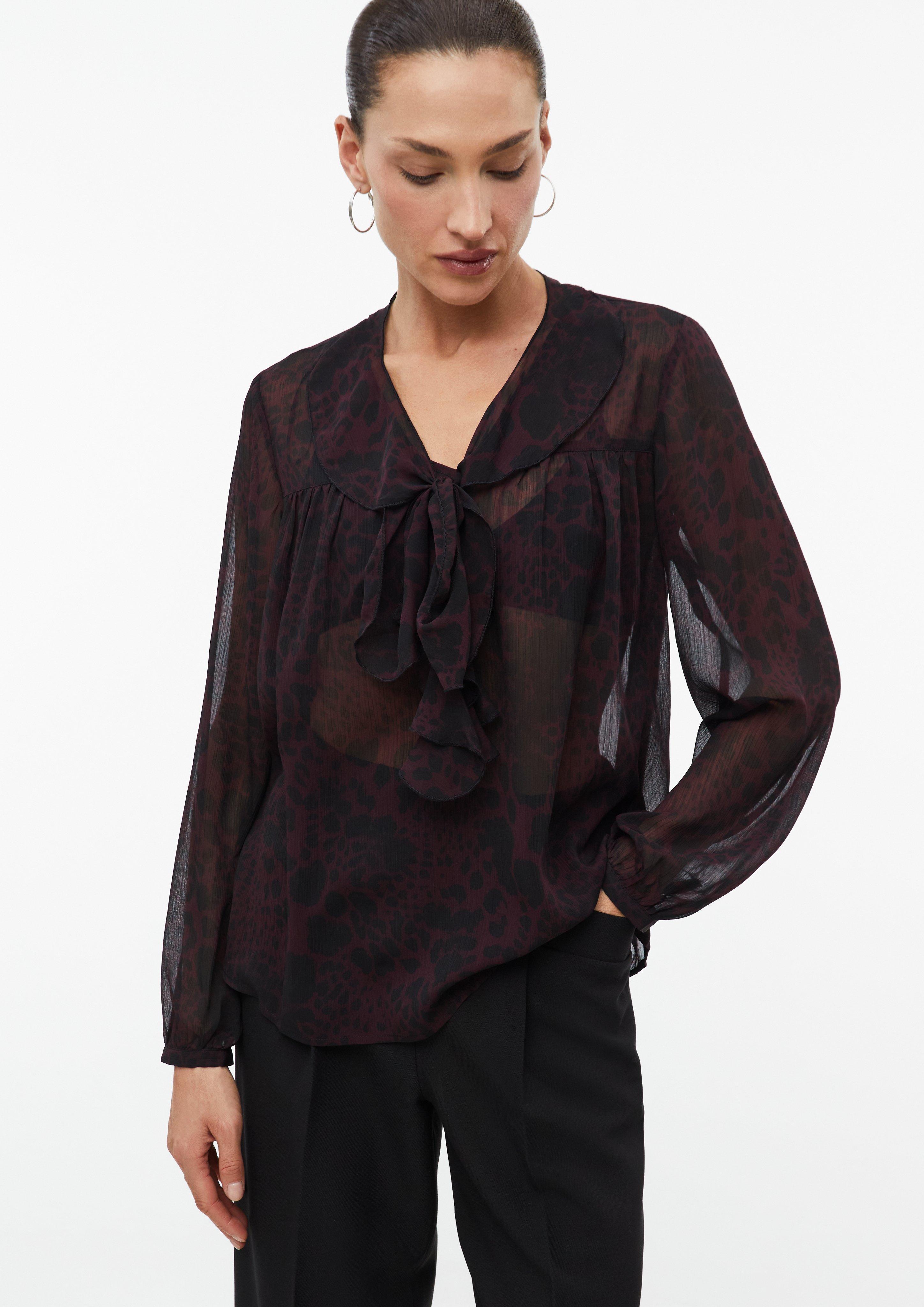 Transparente Chiffonbluse mit Volants in Farbe bordeaux von s.Oliver BLACK LABEL