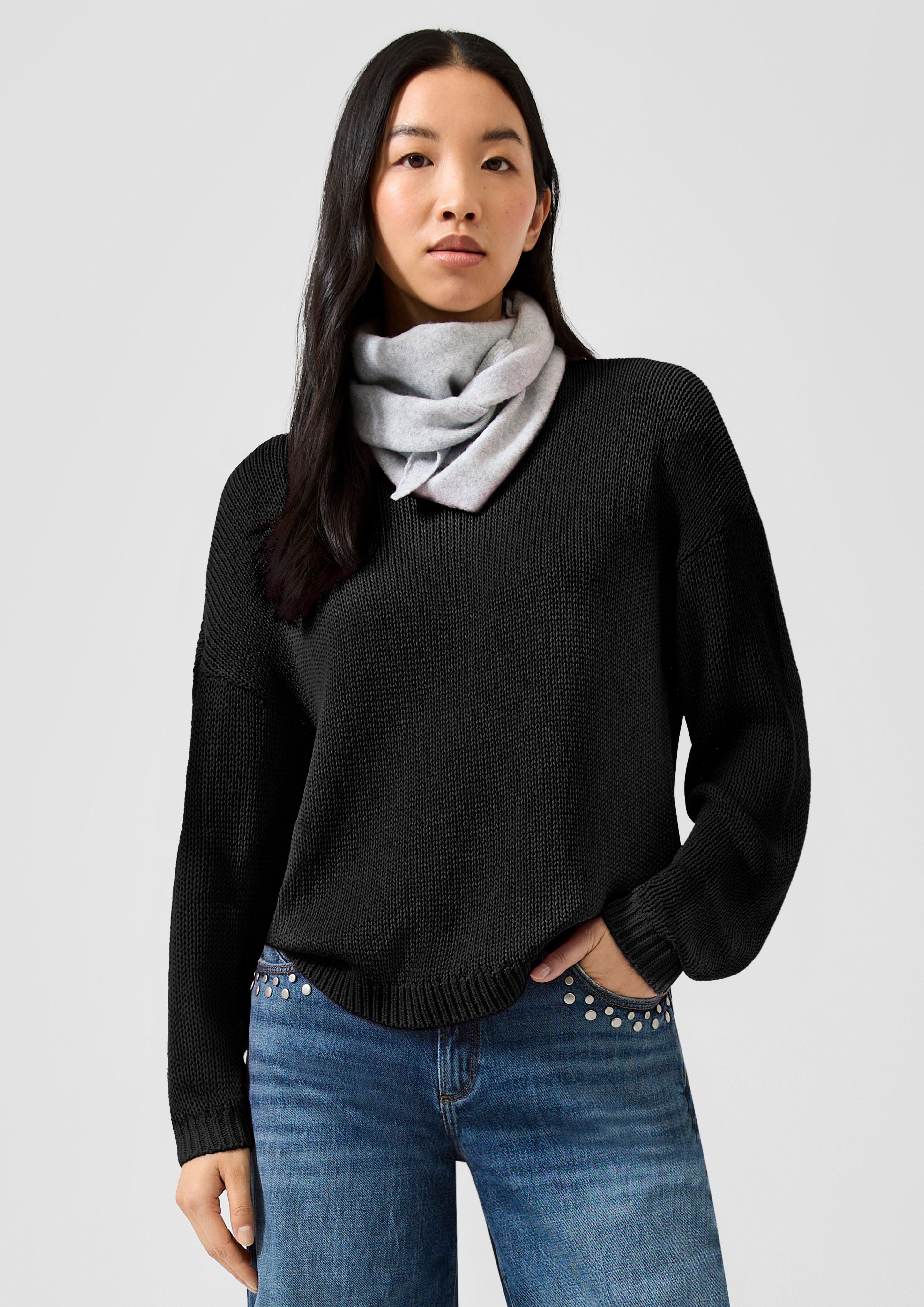 Femmes Pull en tricot en noir de QS