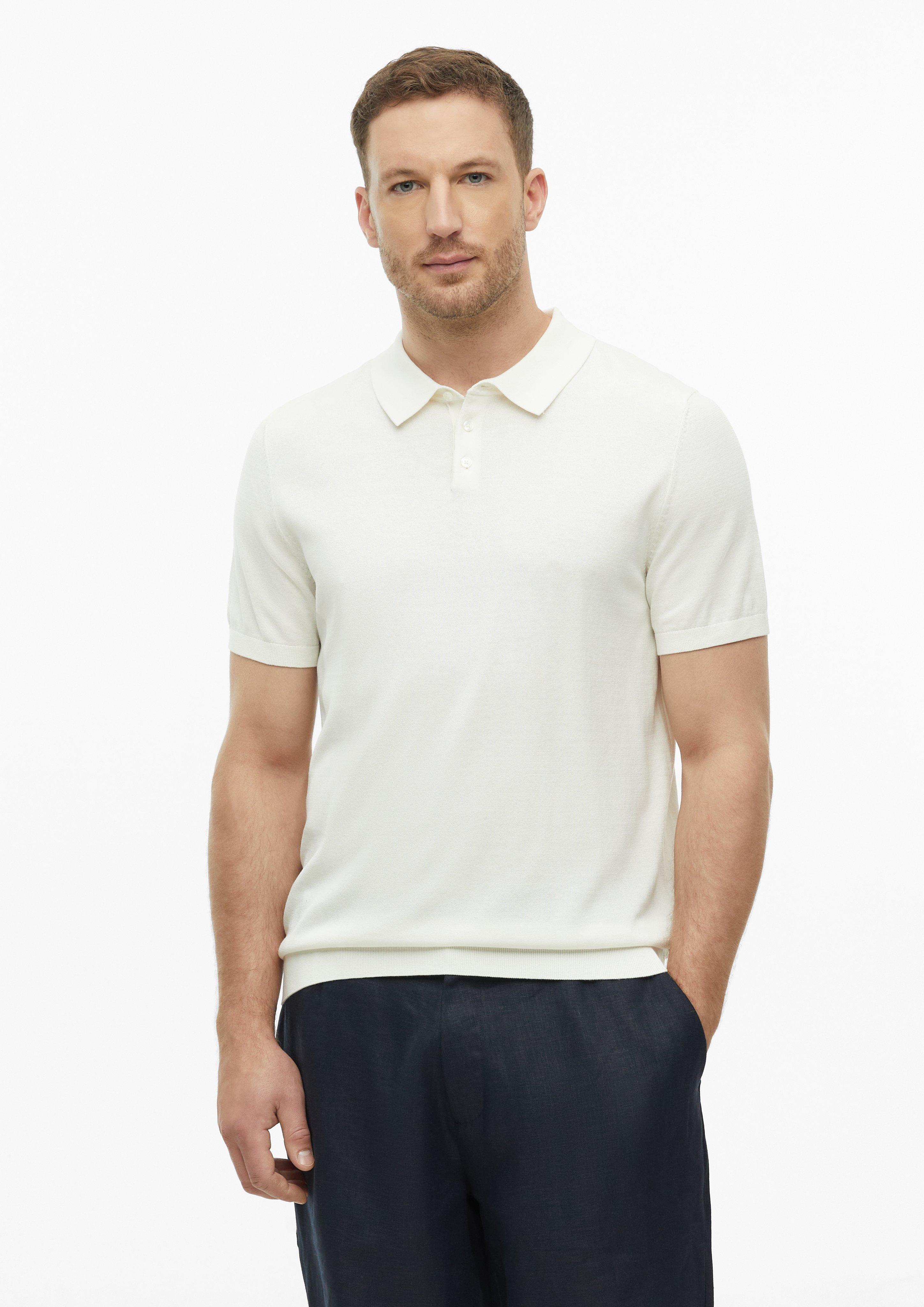 Heren Zacht gebreid poloshirt van katoen-zijdenmix in  van s.Oliver BLACK LABEL