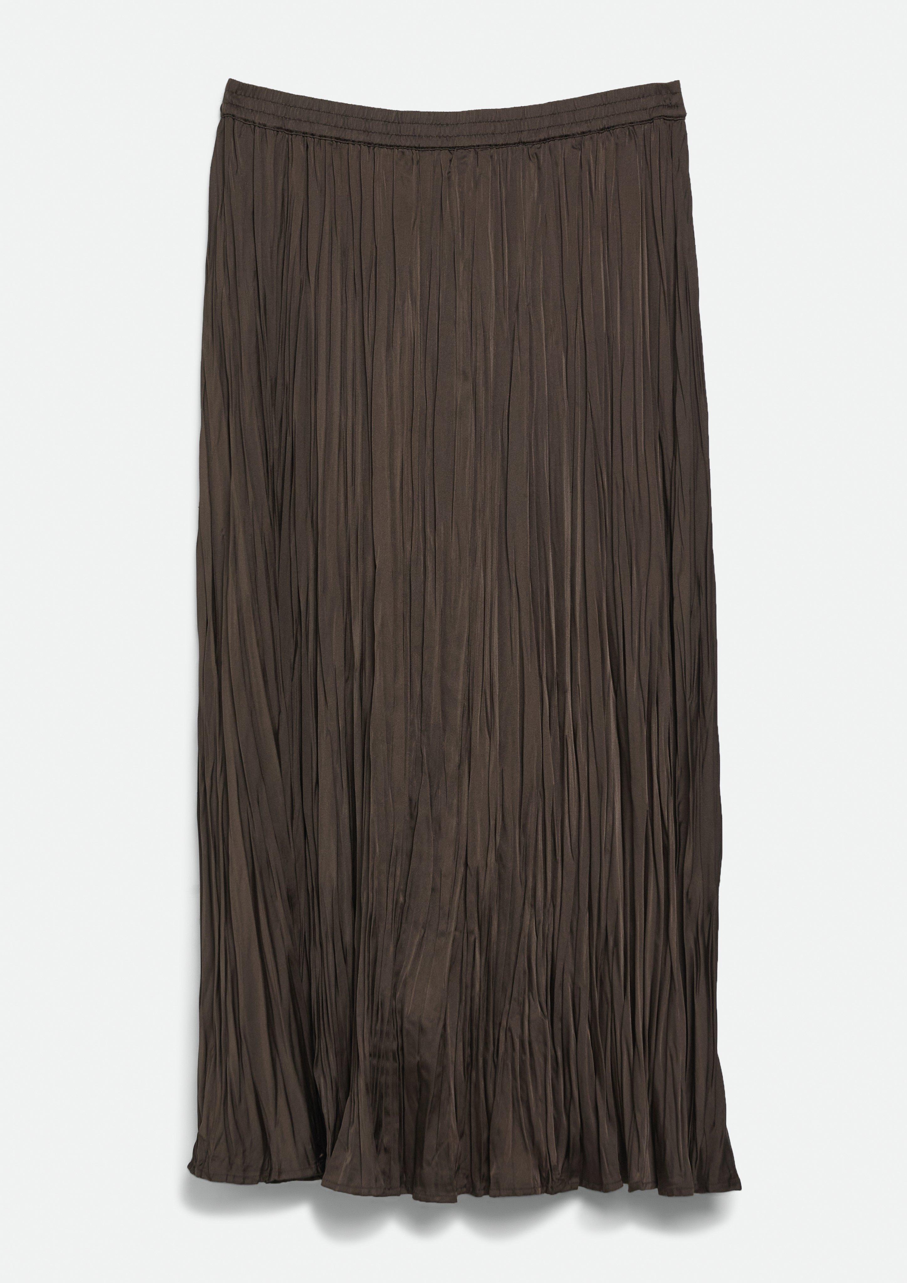 Mid-length Crinkled Pleated Skirt in brown by COMMA