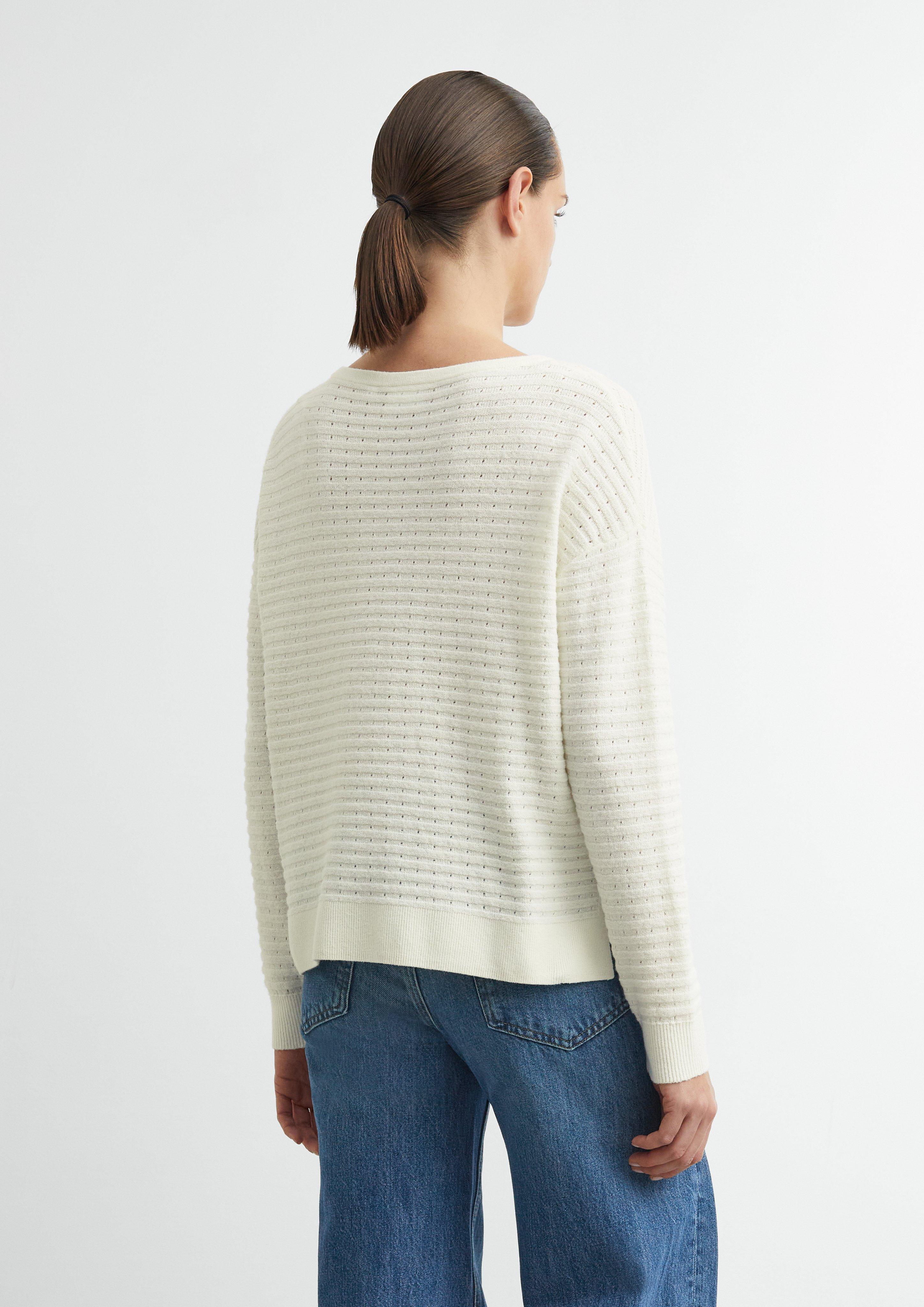 Strukturierter Pullover aus softem Baumwollmix in creme von COMMA