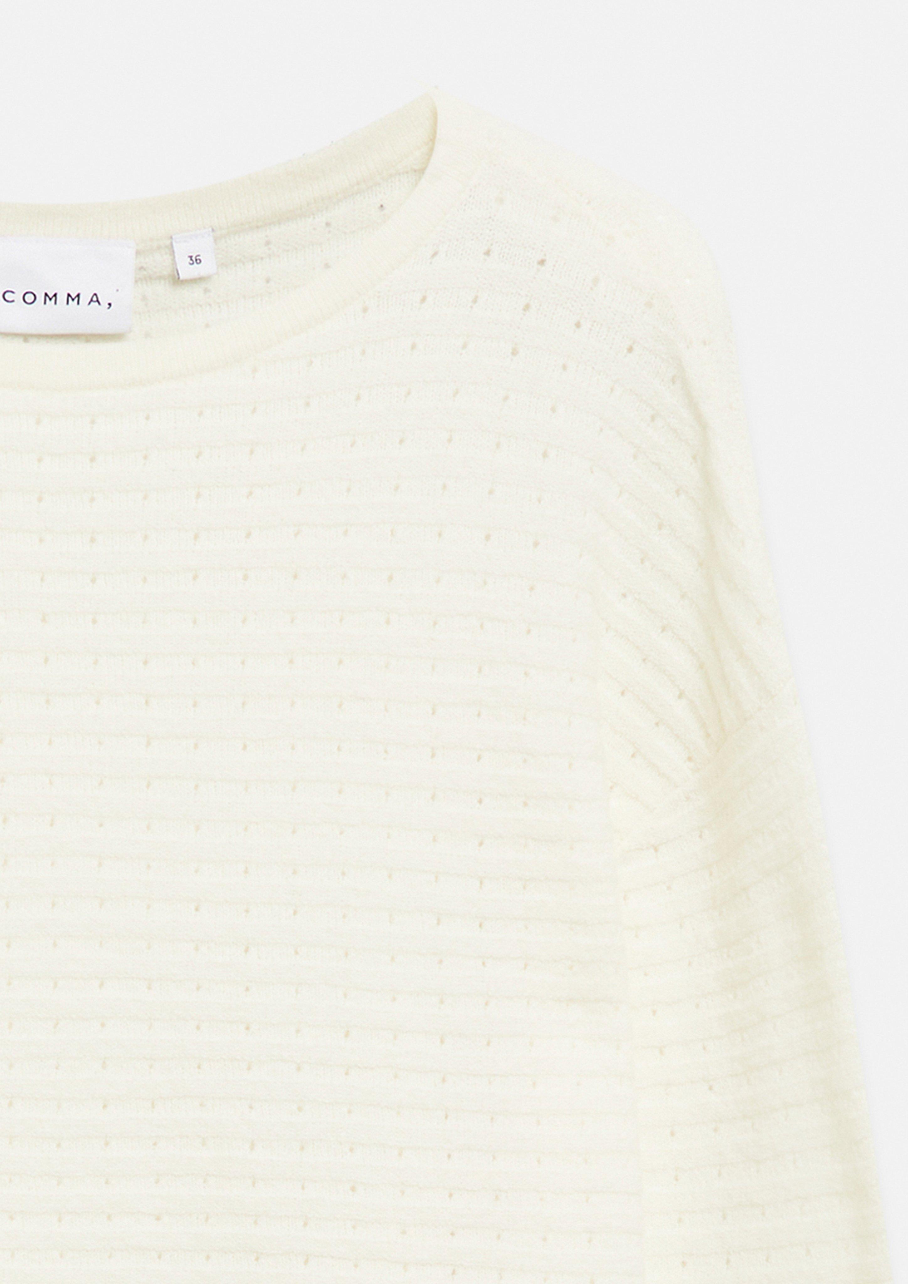 Strukturierter Pullover aus softem Baumwollmix in creme von COMMA