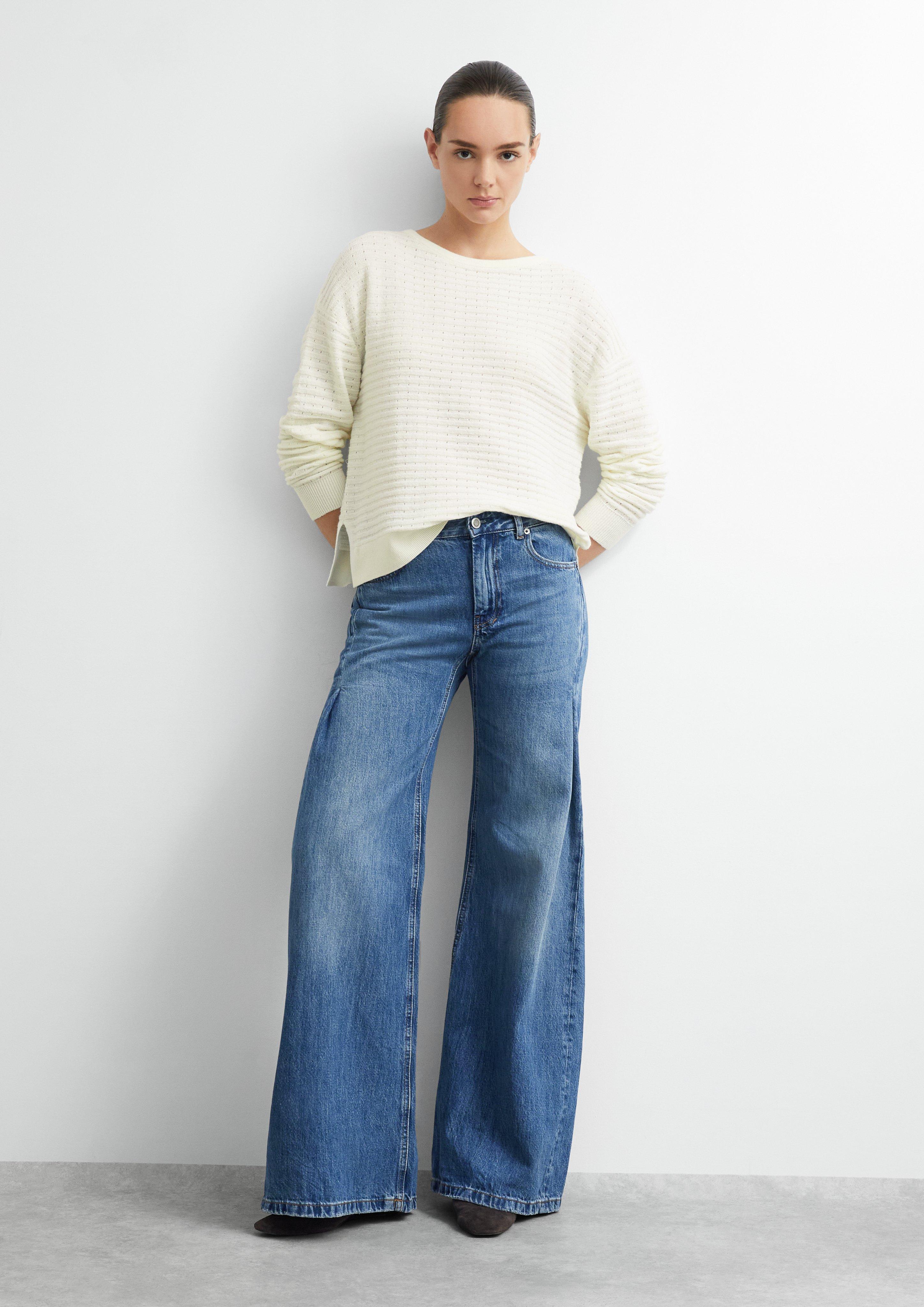 Strukturierter Pullover aus softem Baumwollmix in creme von COMMA