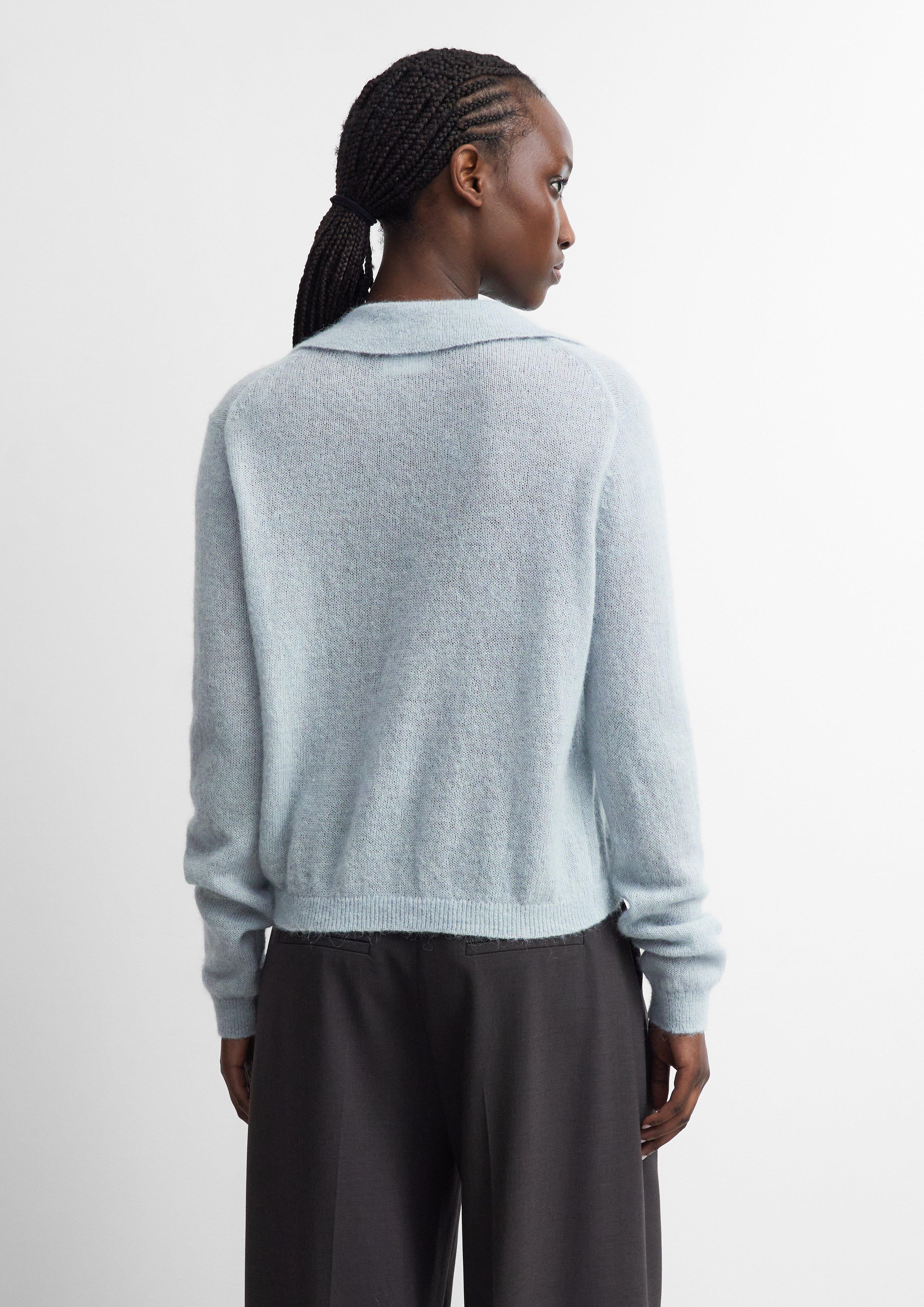 Leichter Alpakamix-Pullover mit Kragen in blau von COMMA