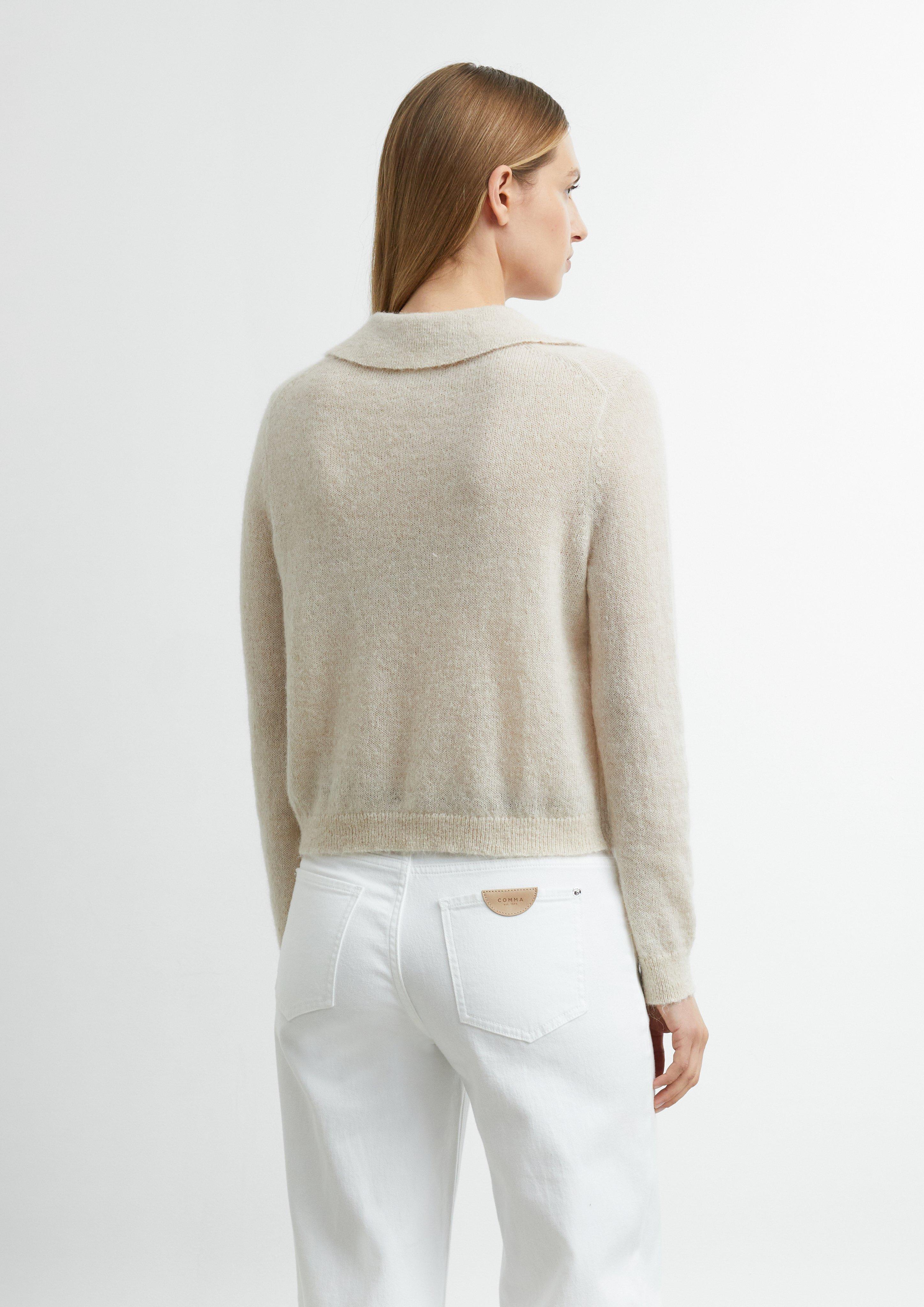 Pull léger en mélange d'alpaga avec col en beige de COMMA