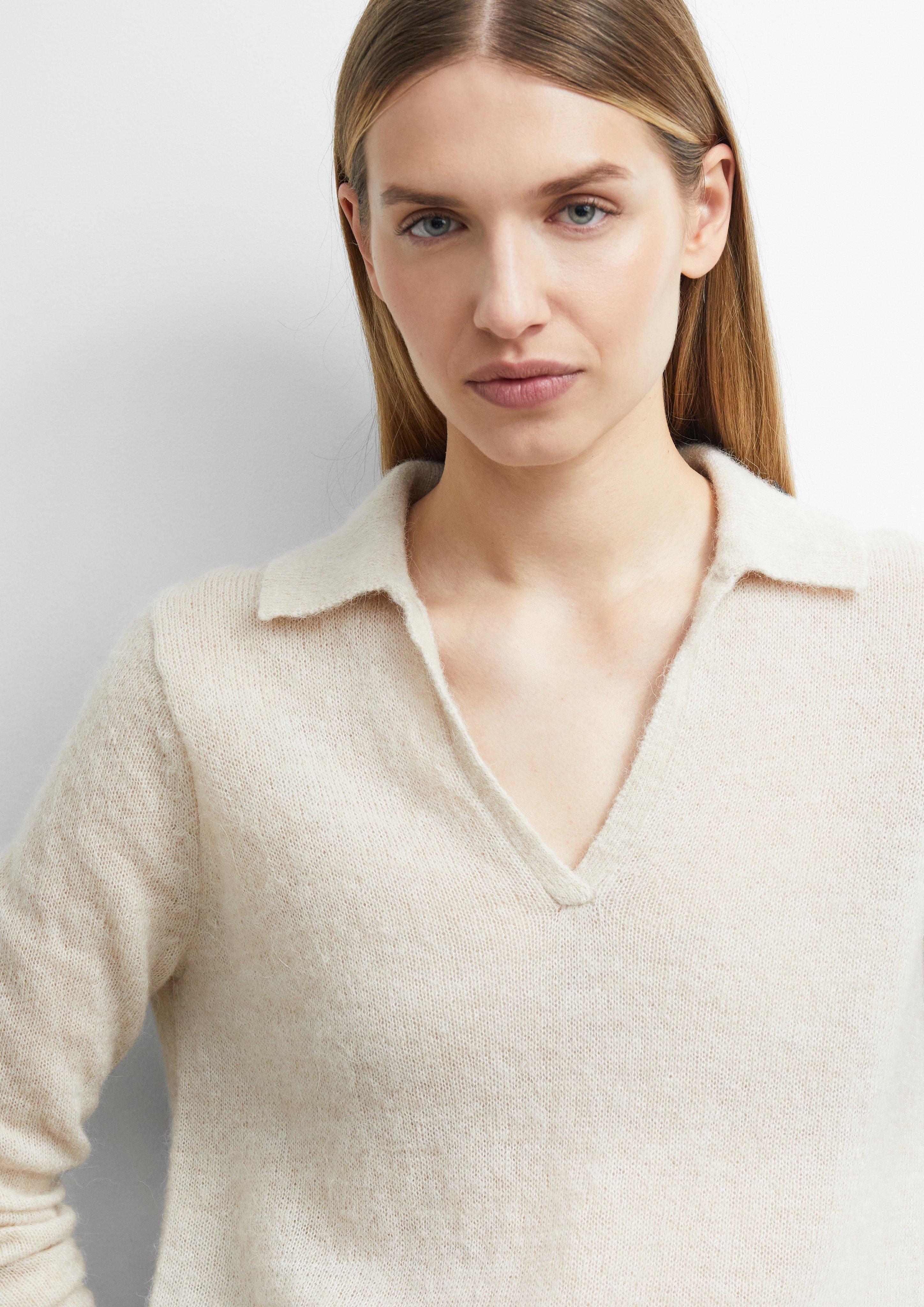 Pull léger en mélange d'alpaga avec col en beige de COMMA