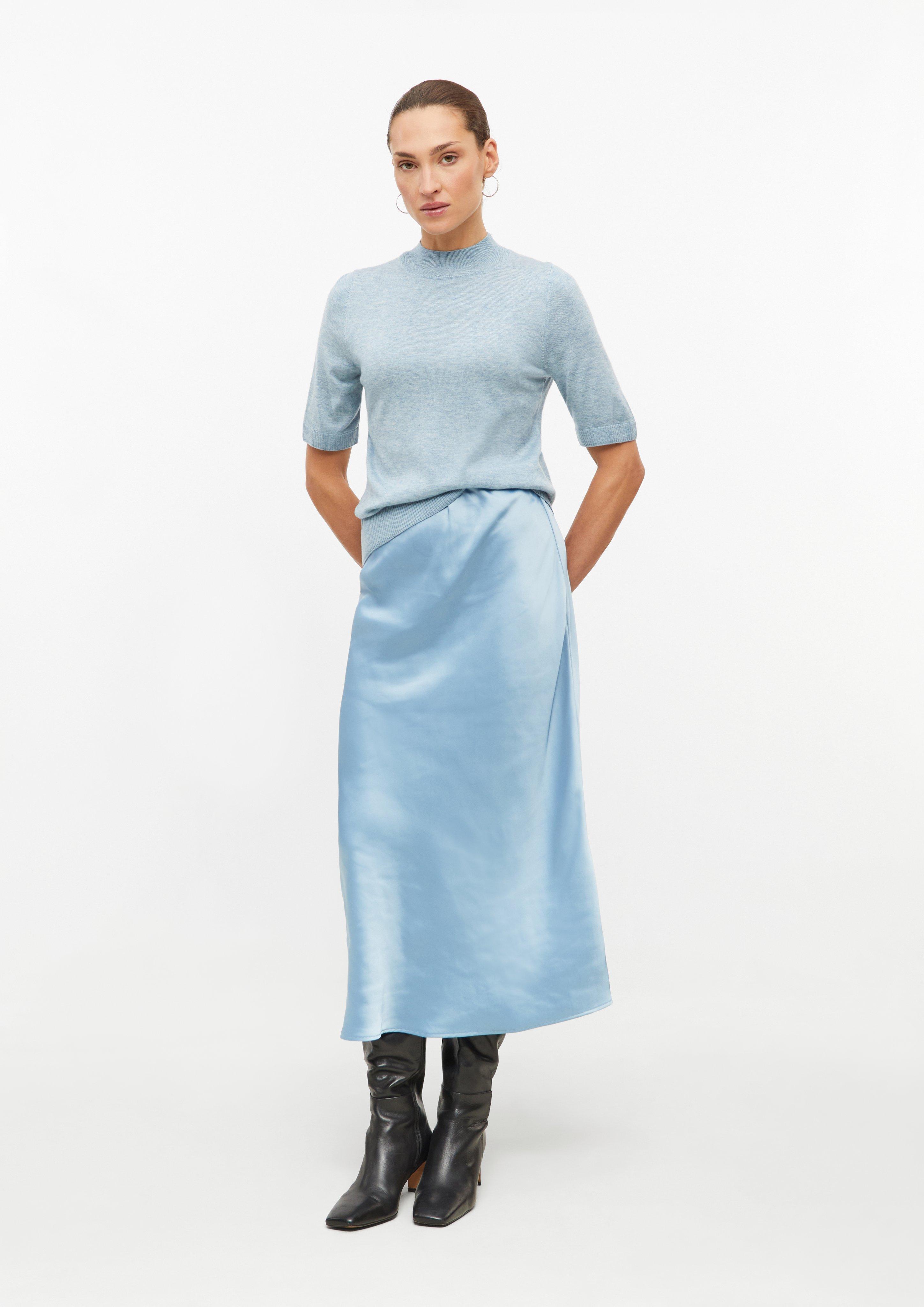 Satijnen rok met elastische tailleband in lichtblauw van s.Oliver BLACK LABEL