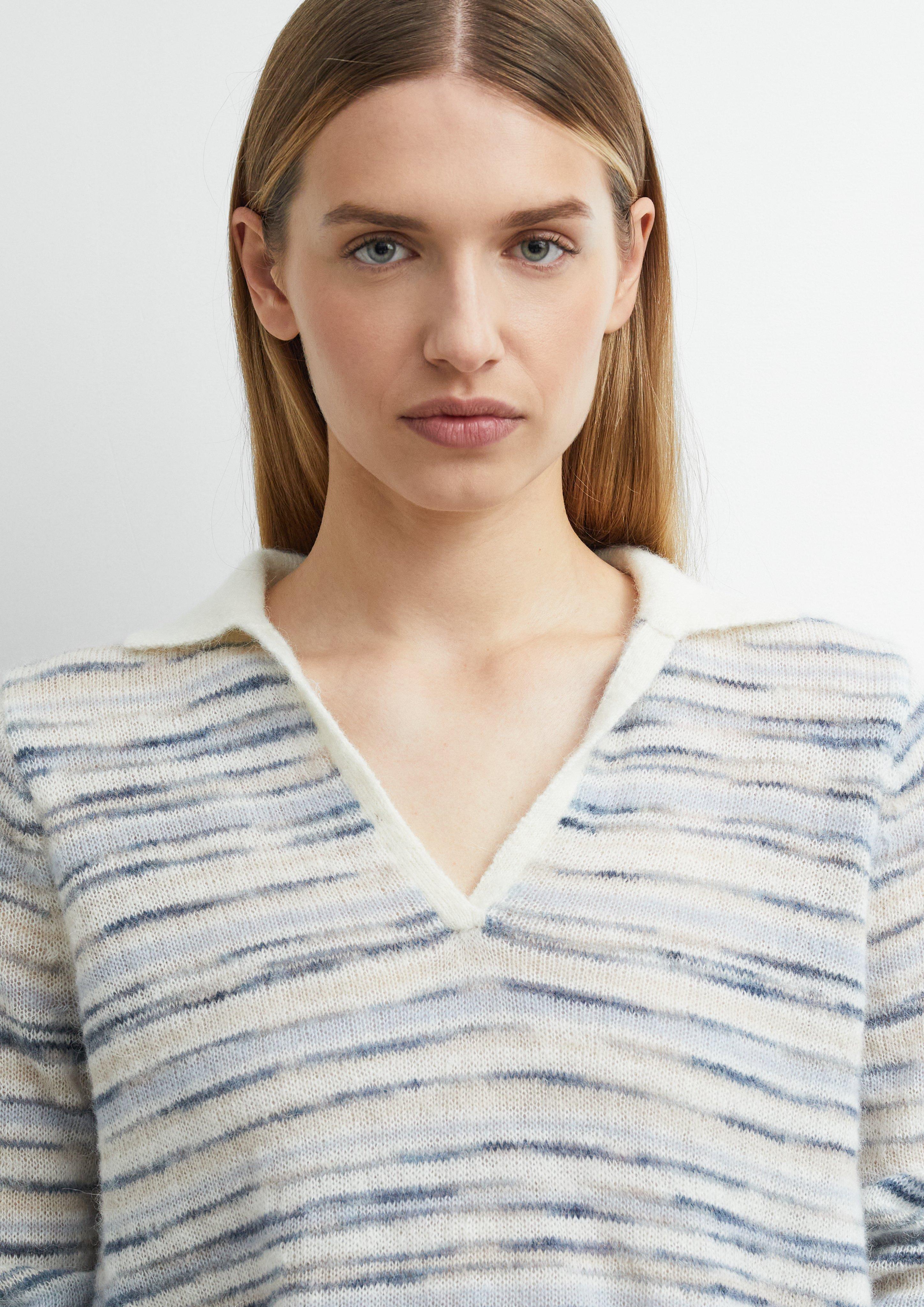 Damen Leichter Alpakamix-Pullover mit Kragen in beige von comma