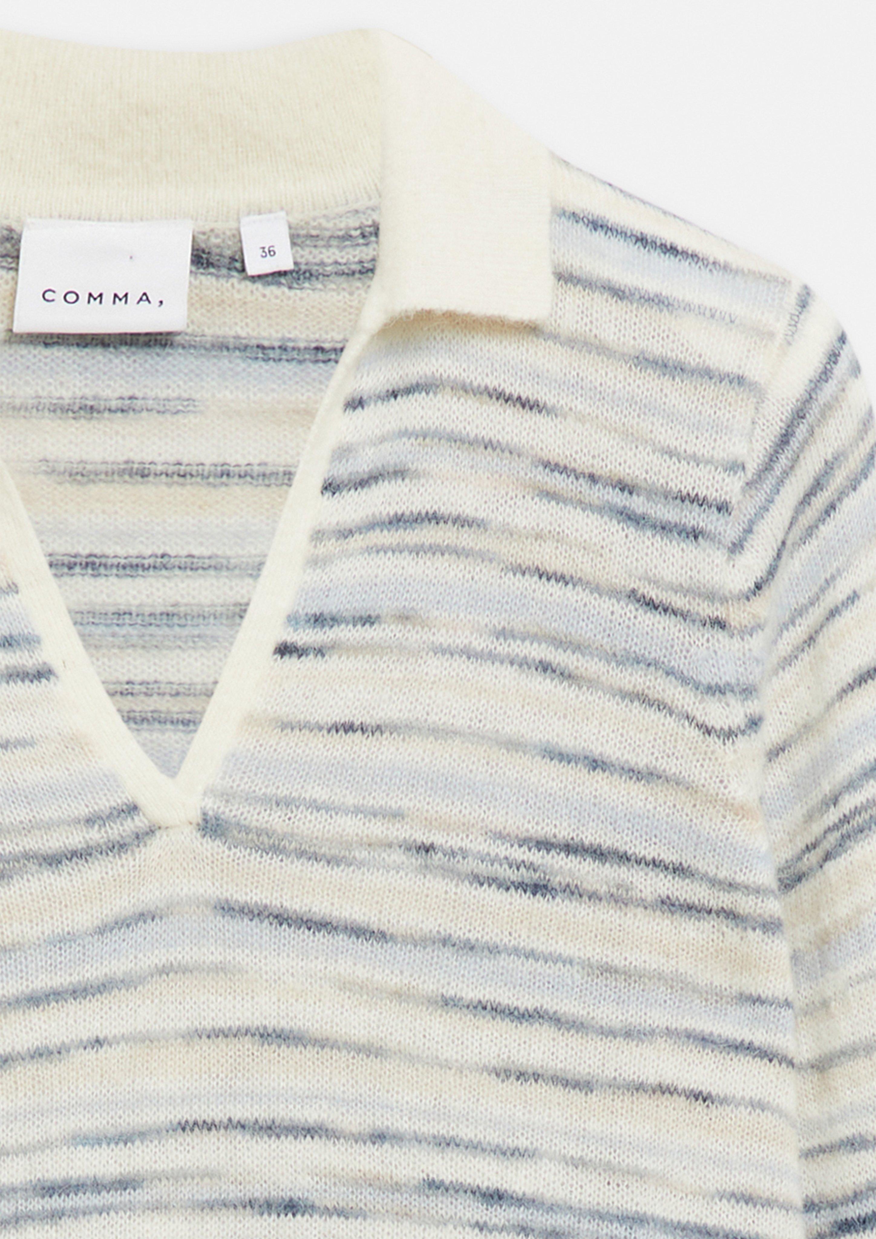 Damen Leichter Alpakamix-Pullover mit Kragen in beige von comma