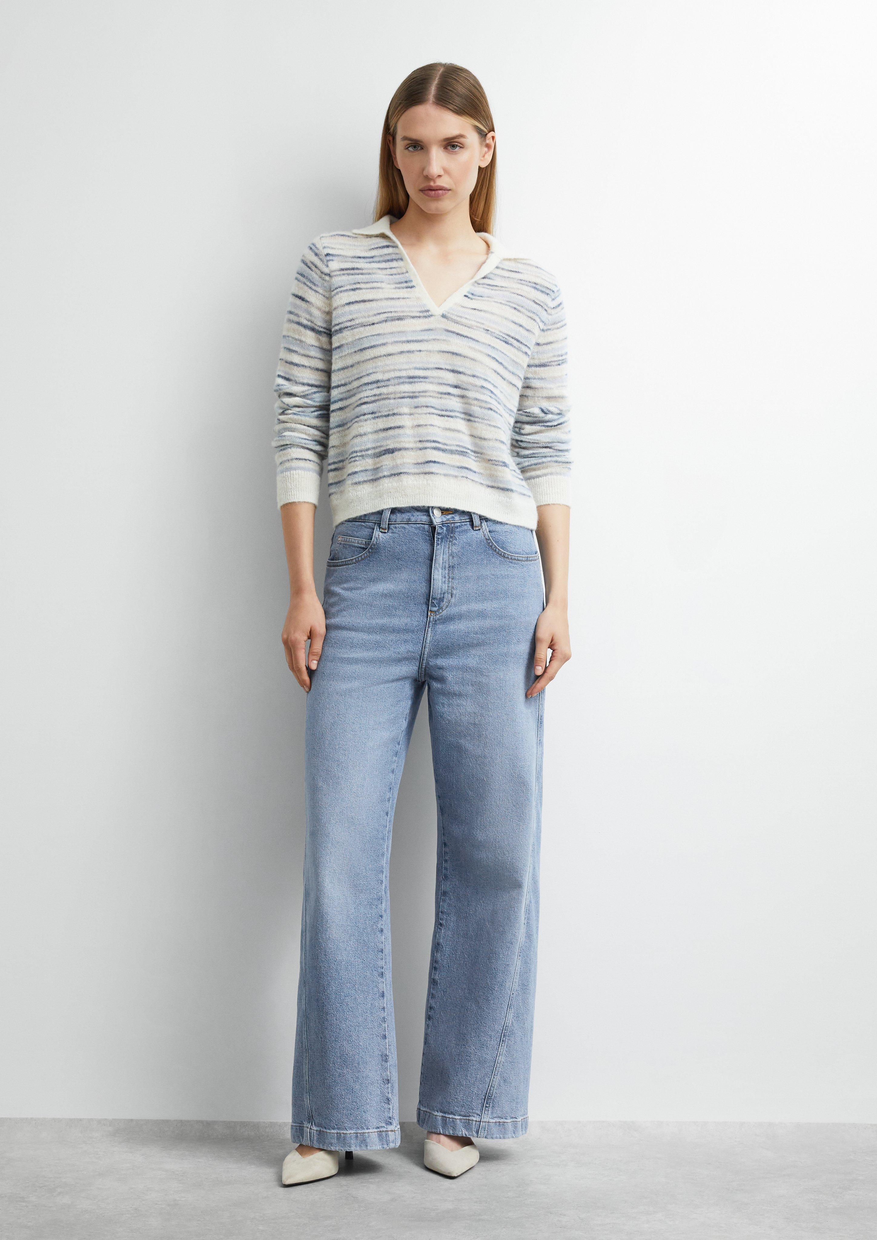 Damen Leichter Alpakamix-Pullover mit Kragen in beige von comma