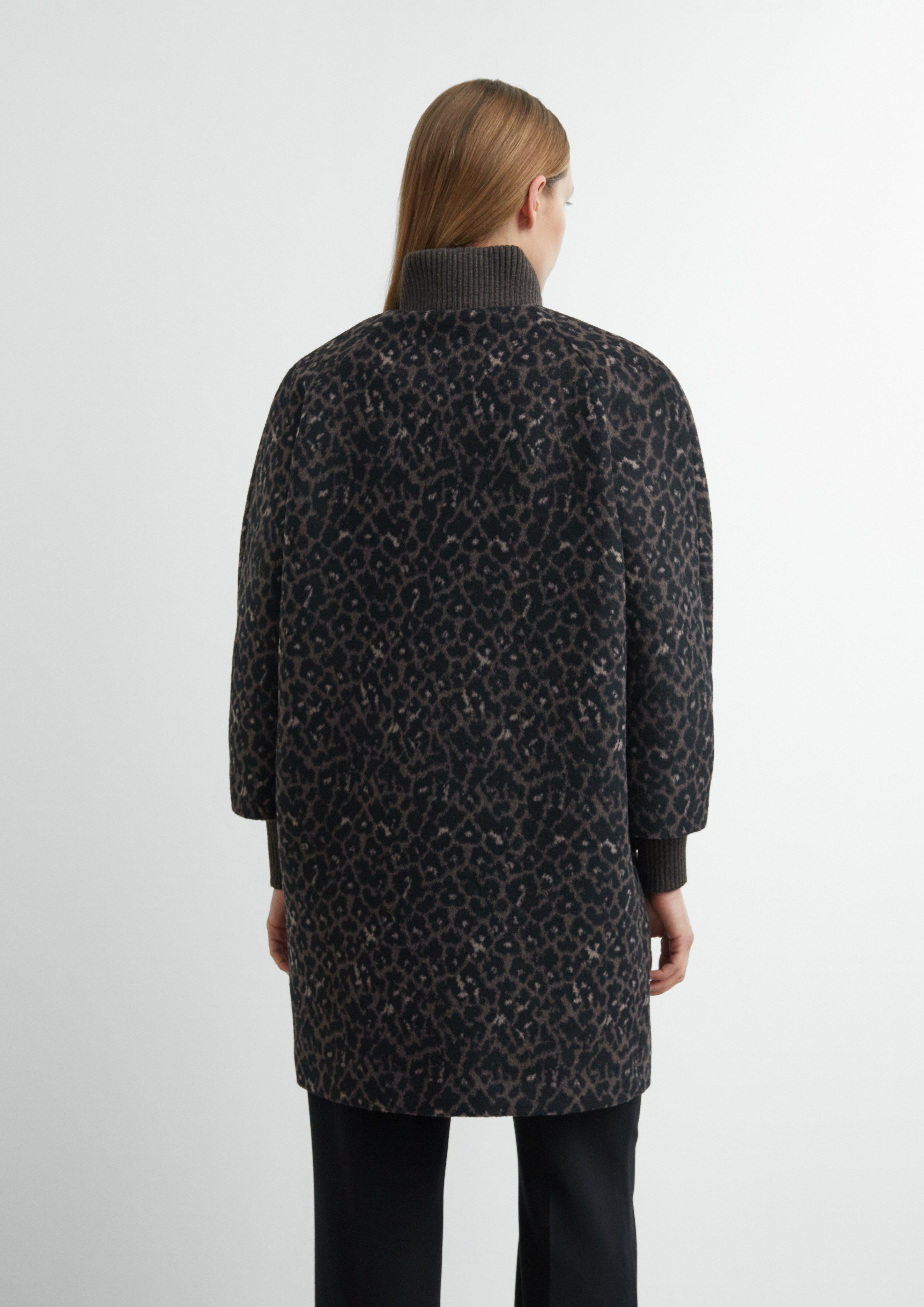 Cape-Mantel aus Wollmix mit Leo-Muster in braun von COMMA