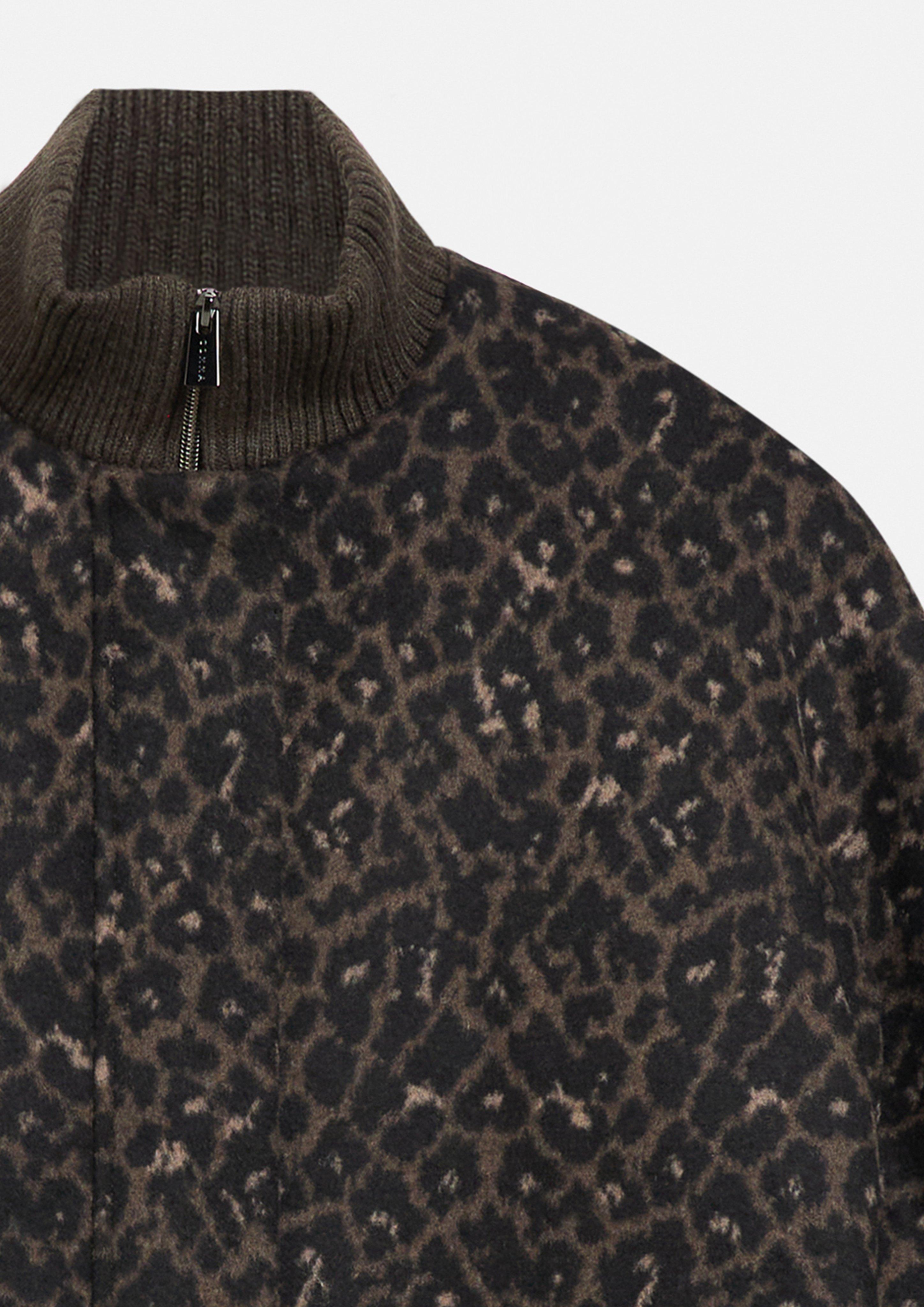 Cape-Mantel aus Wollmix mit Leo-Muster in braun von COMMA