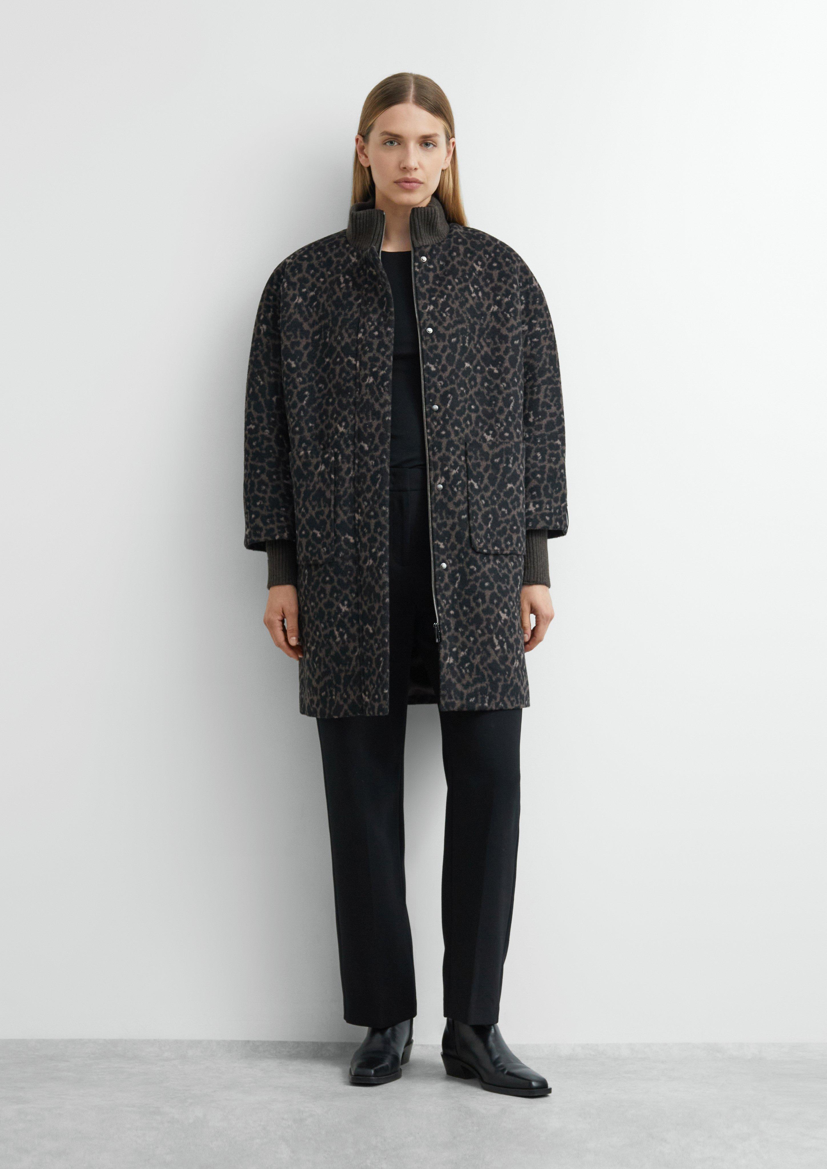 Cape-Mantel aus Wollmix mit Leo-Muster in braun von COMMA