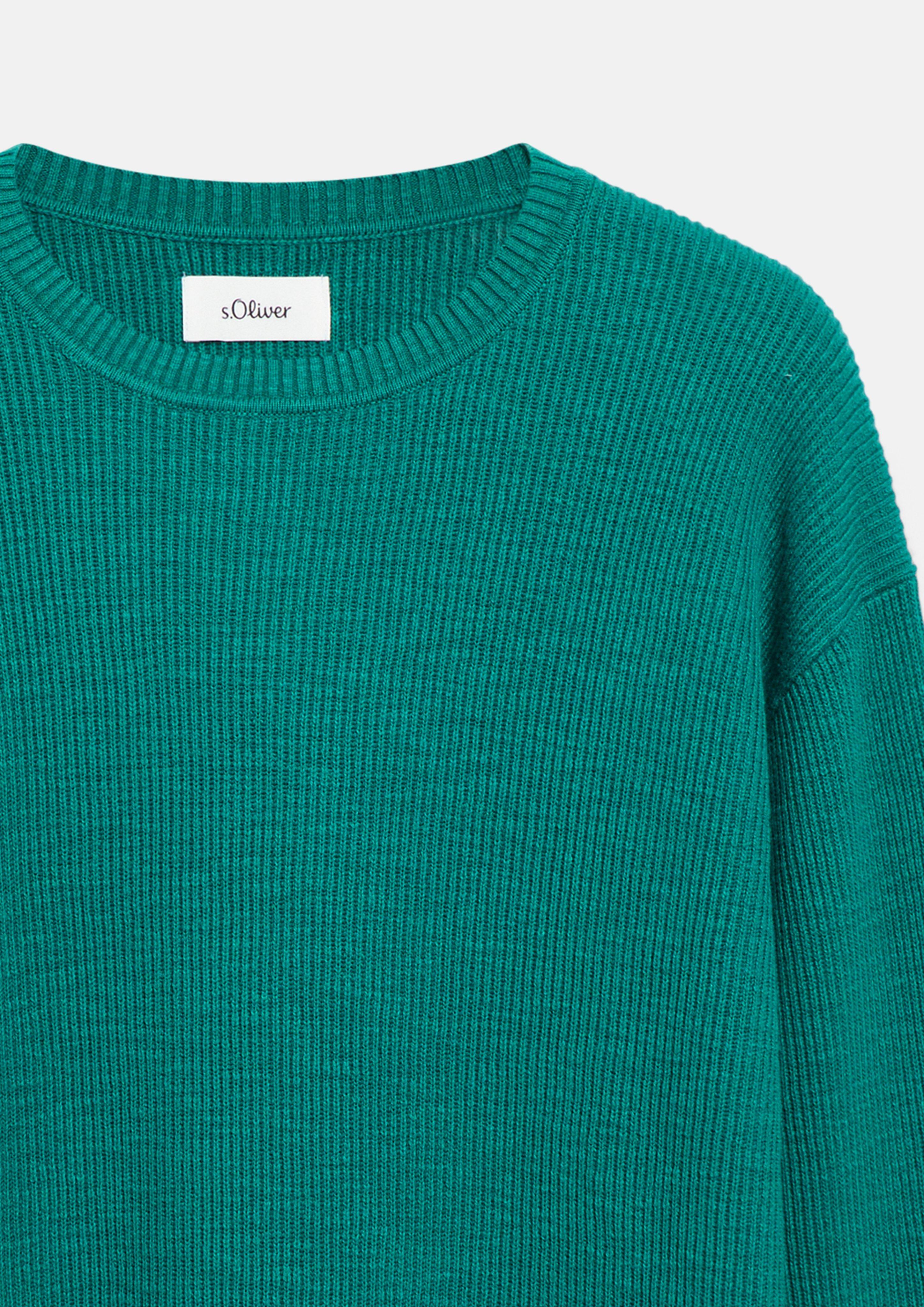 Herren Gerippter Flammgarn-Pullover im Modern Fit in grün von s.Oliver