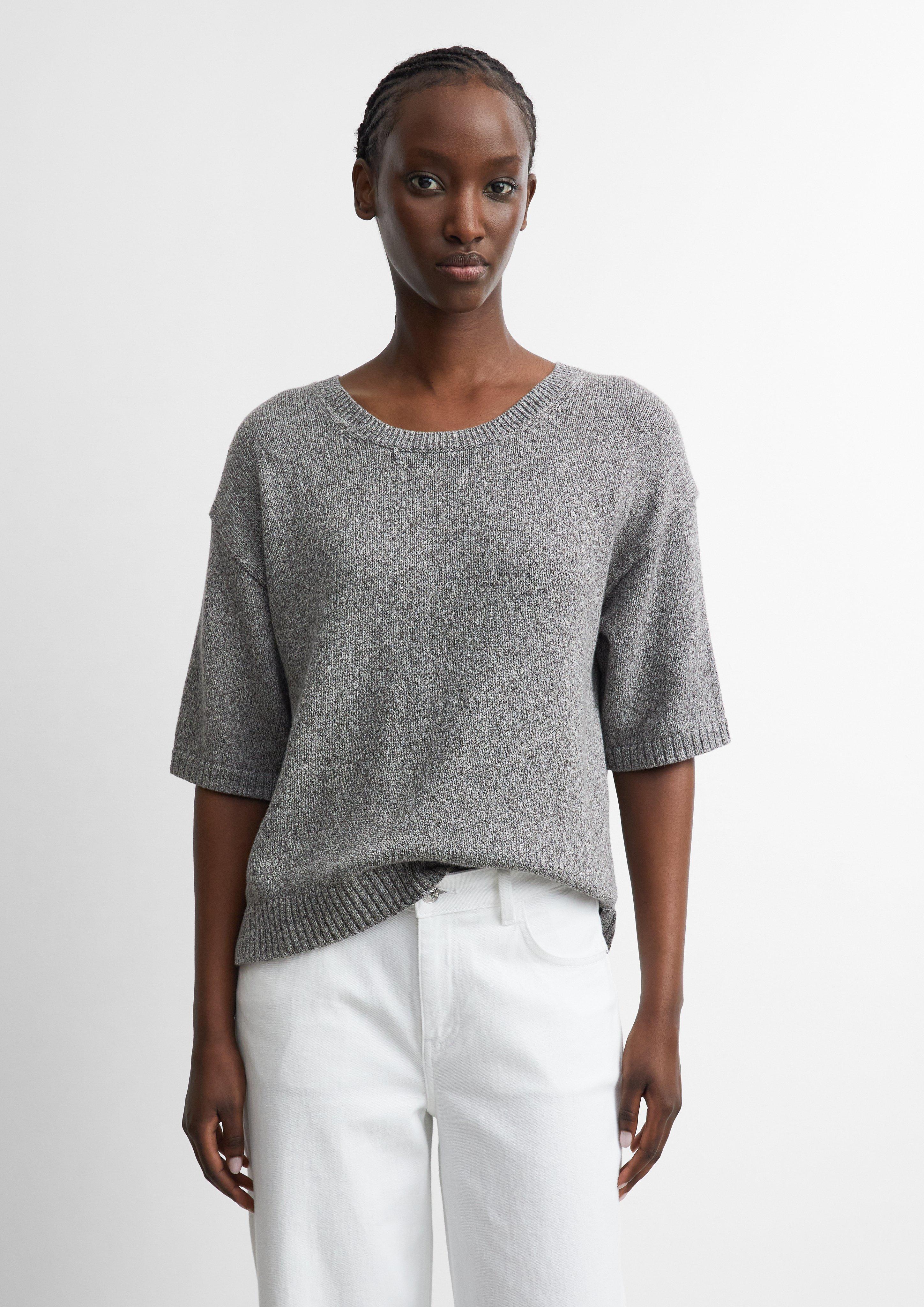 Pullover aus Mouliné-Strick in steingrau von COMMA