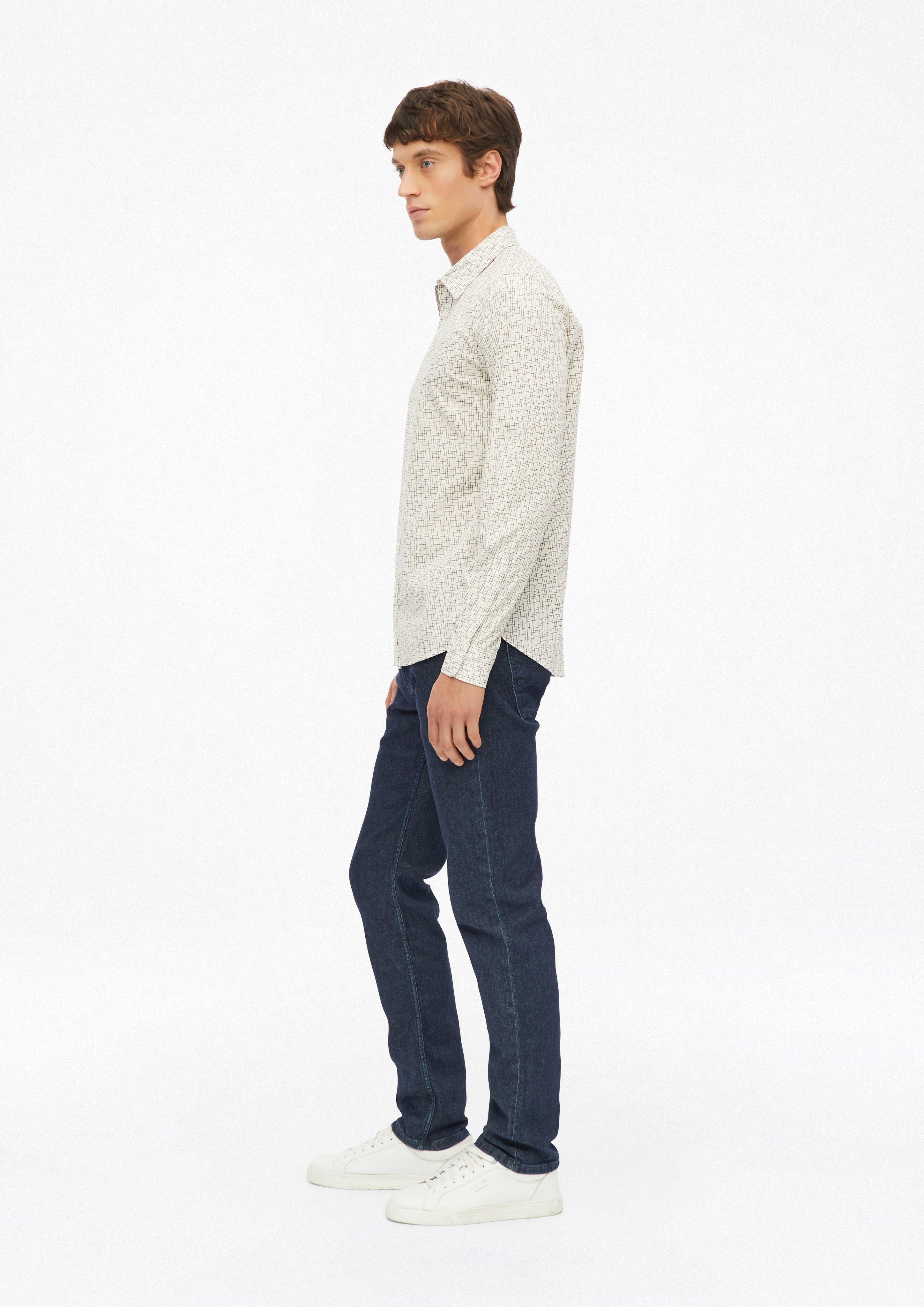 Men Slim Fit: Stretch cotton shirt with an all-over print in cream by s.Oliver