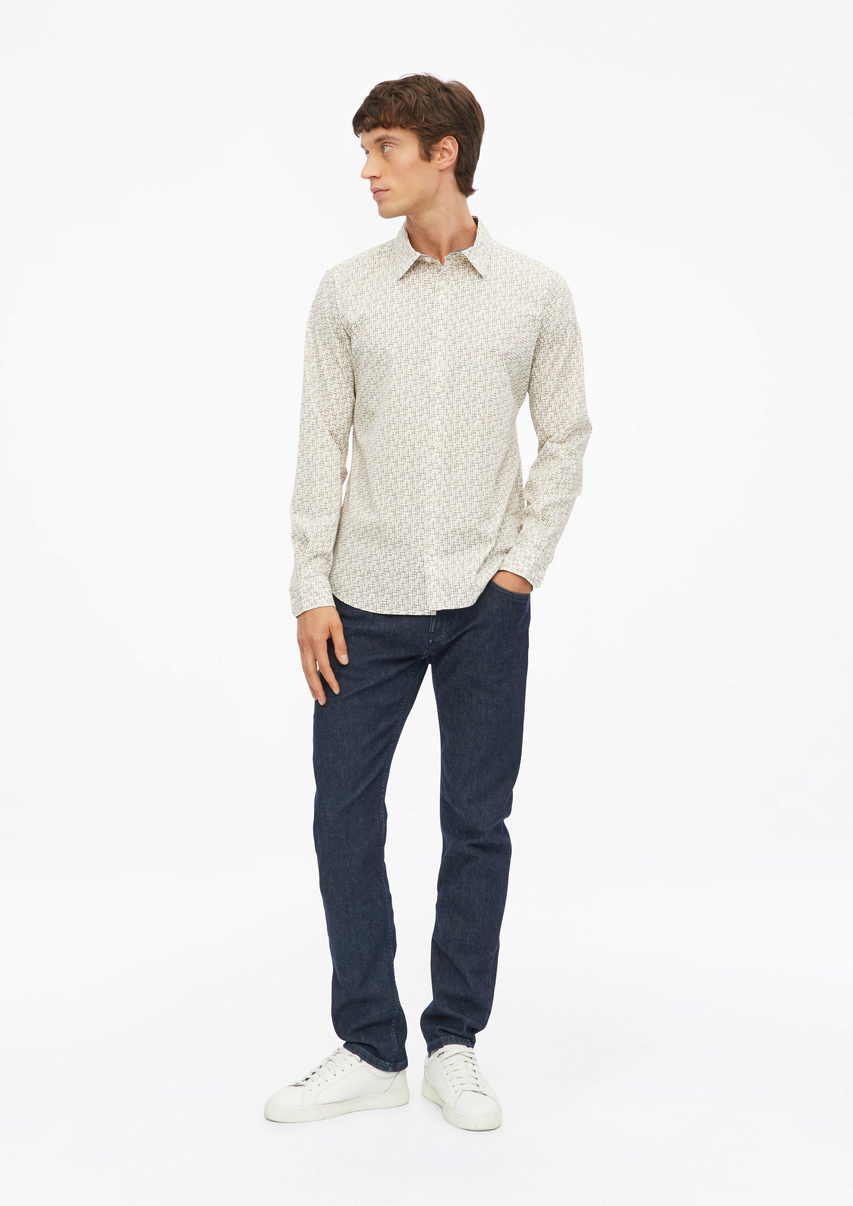 Men Slim Fit: Stretch cotton shirt with an all-over print in cream by s.Oliver