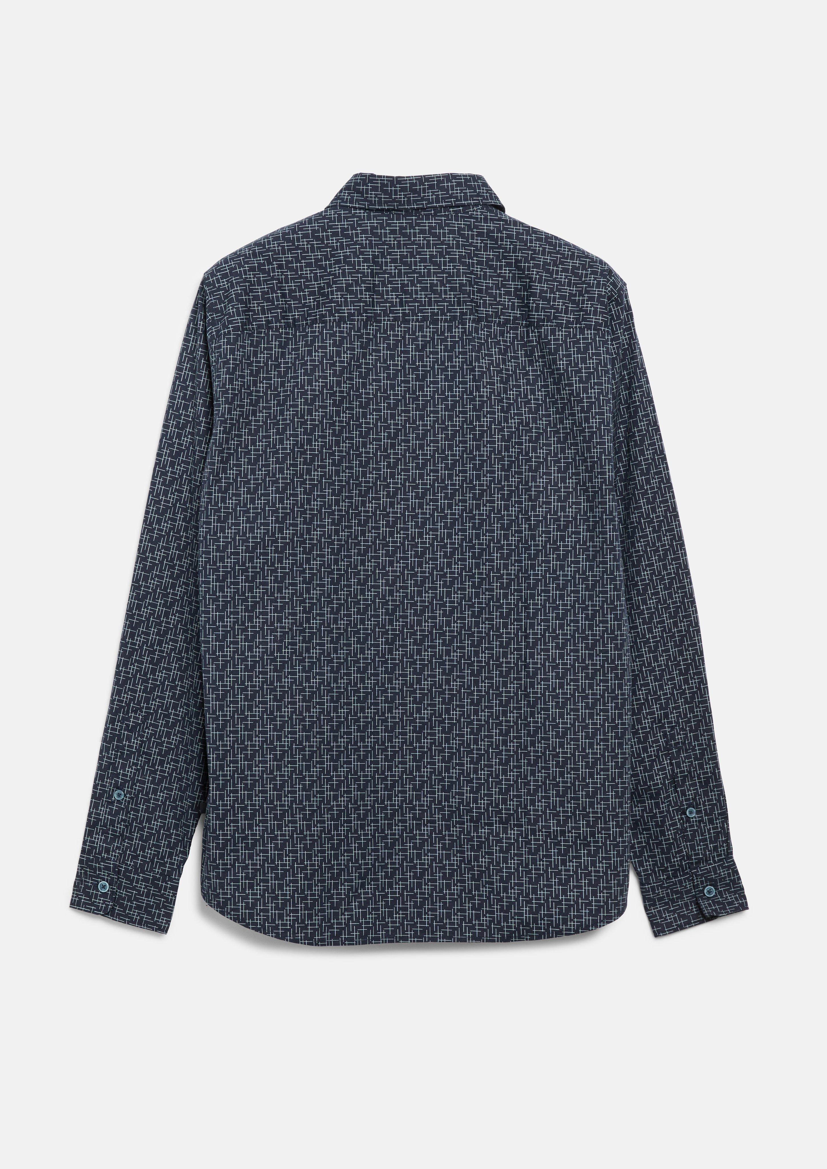 Heren Slim Fit: overhemd van stretchkatoen met all-over-print in blauw van s.Oliver
