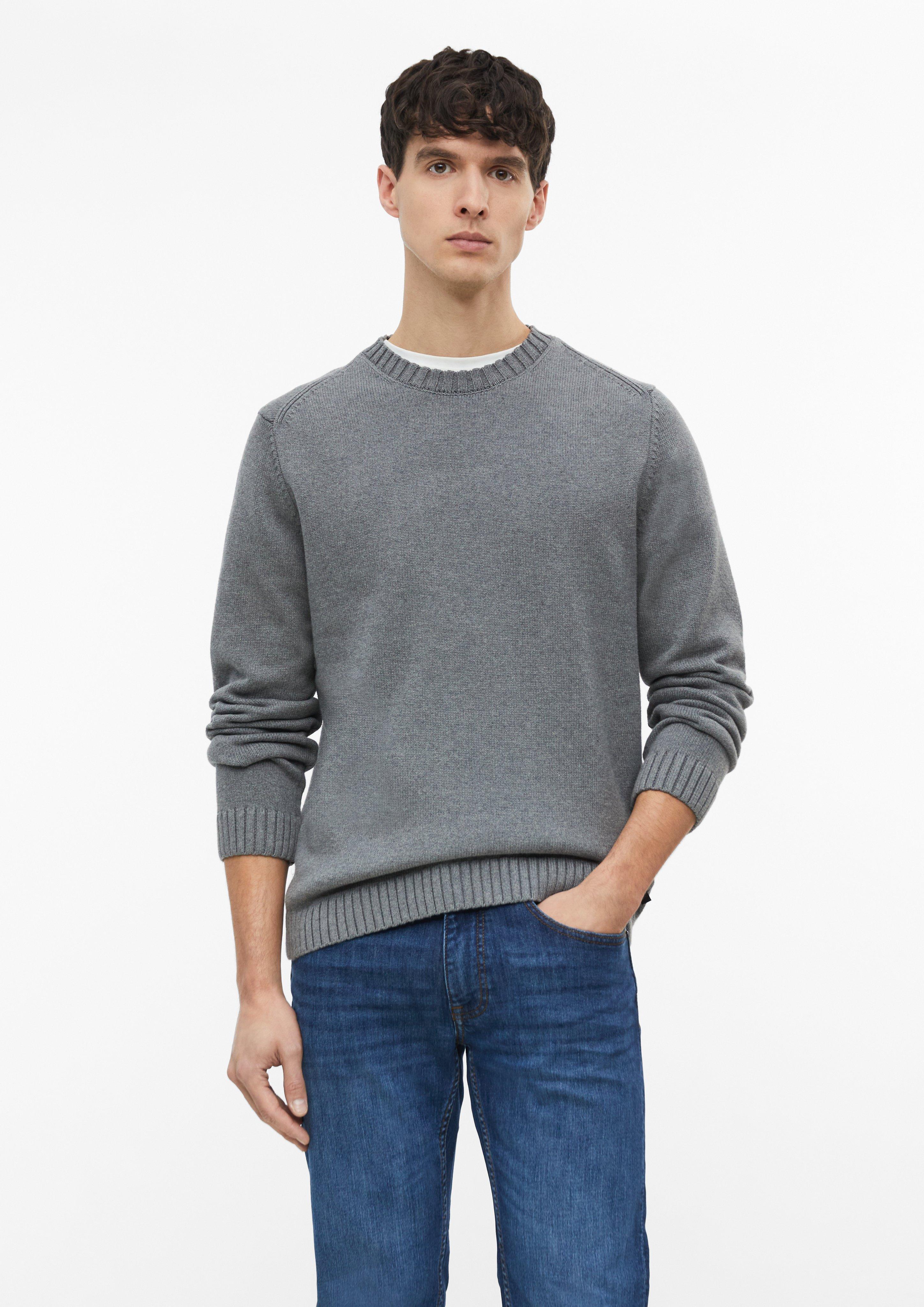 Rundhals-Strickpullover aus Baumwolle in Farbe graphit von s.Oliver