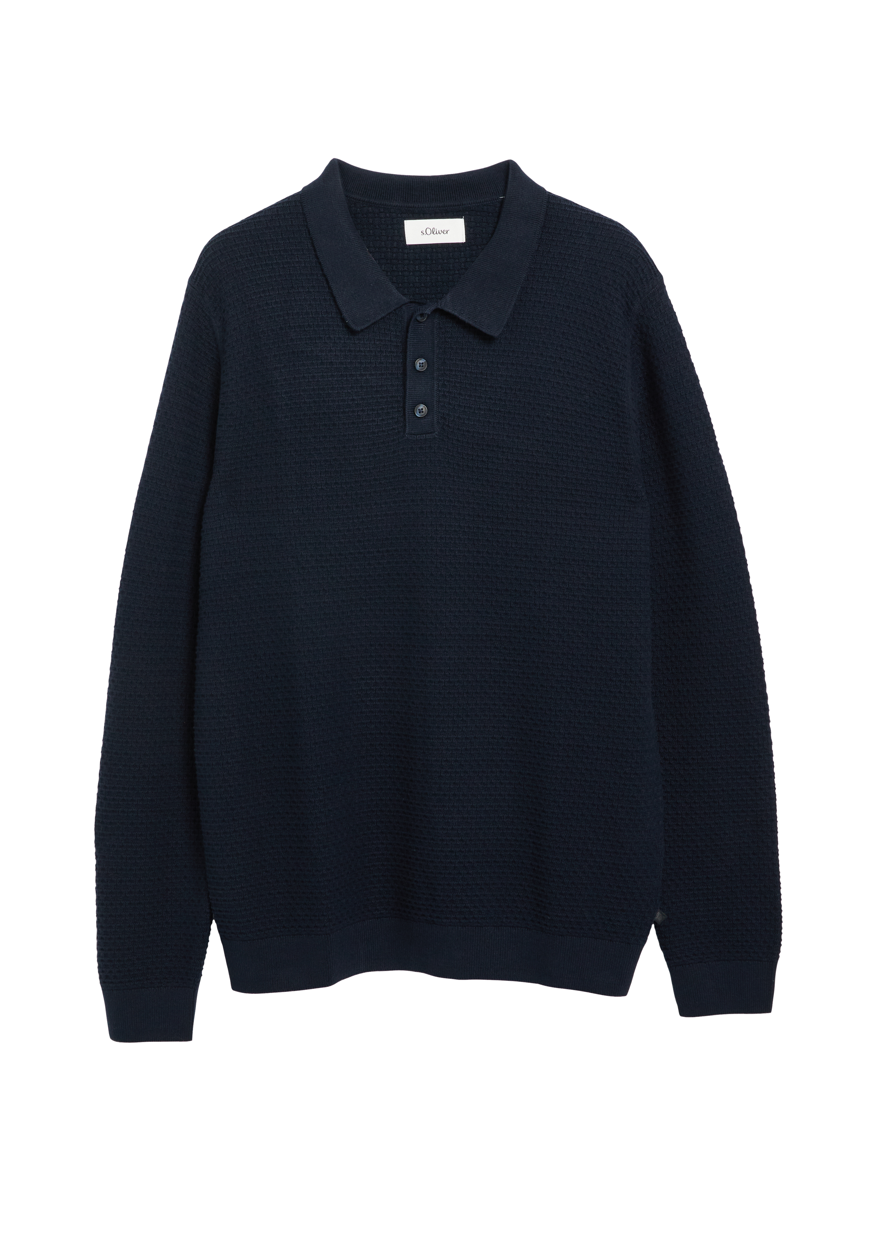 Gestructureerd gebreid poloshirt van 100% katoen.