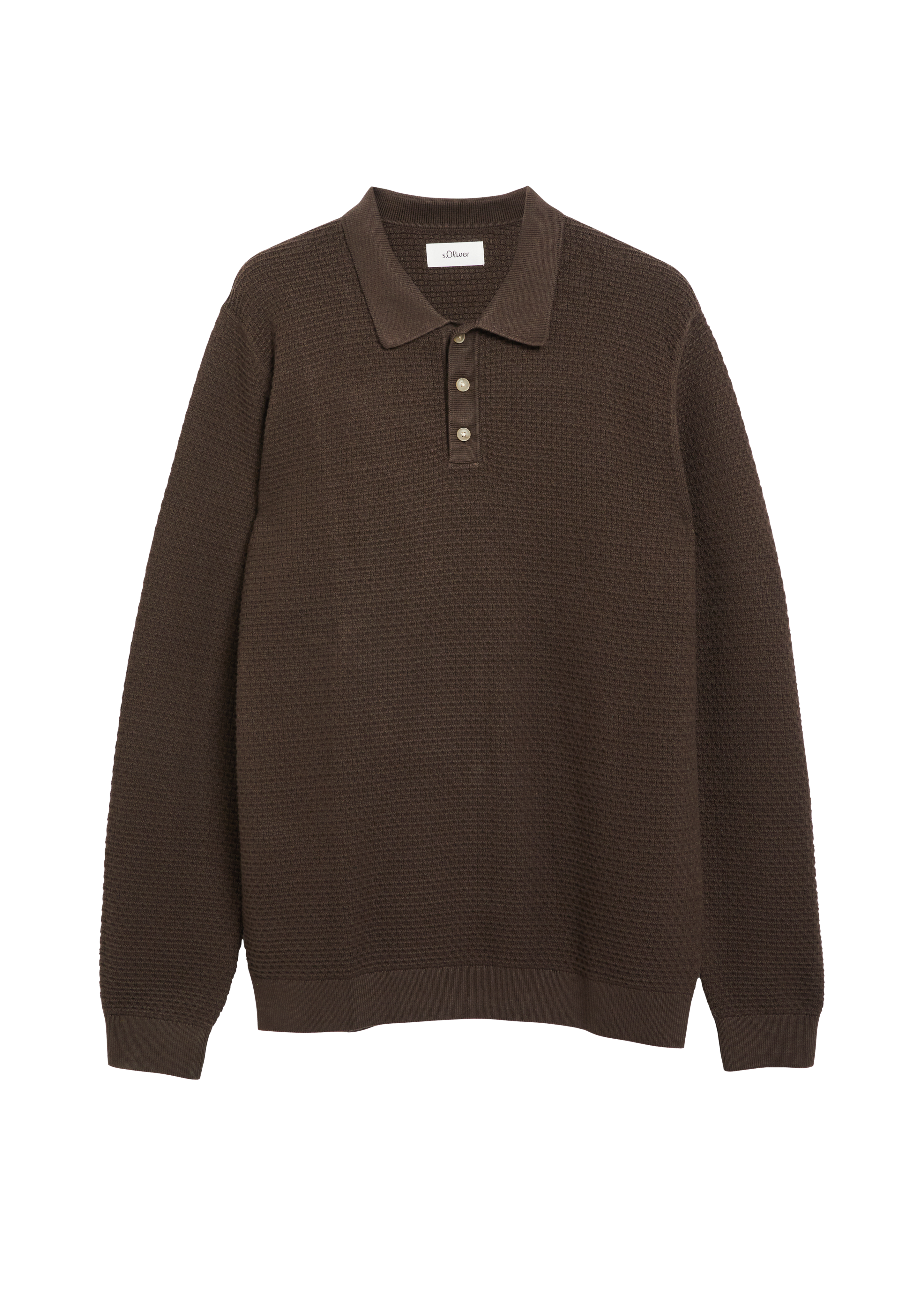 Gestructureerd gebreid poloshirt van 100% katoen.