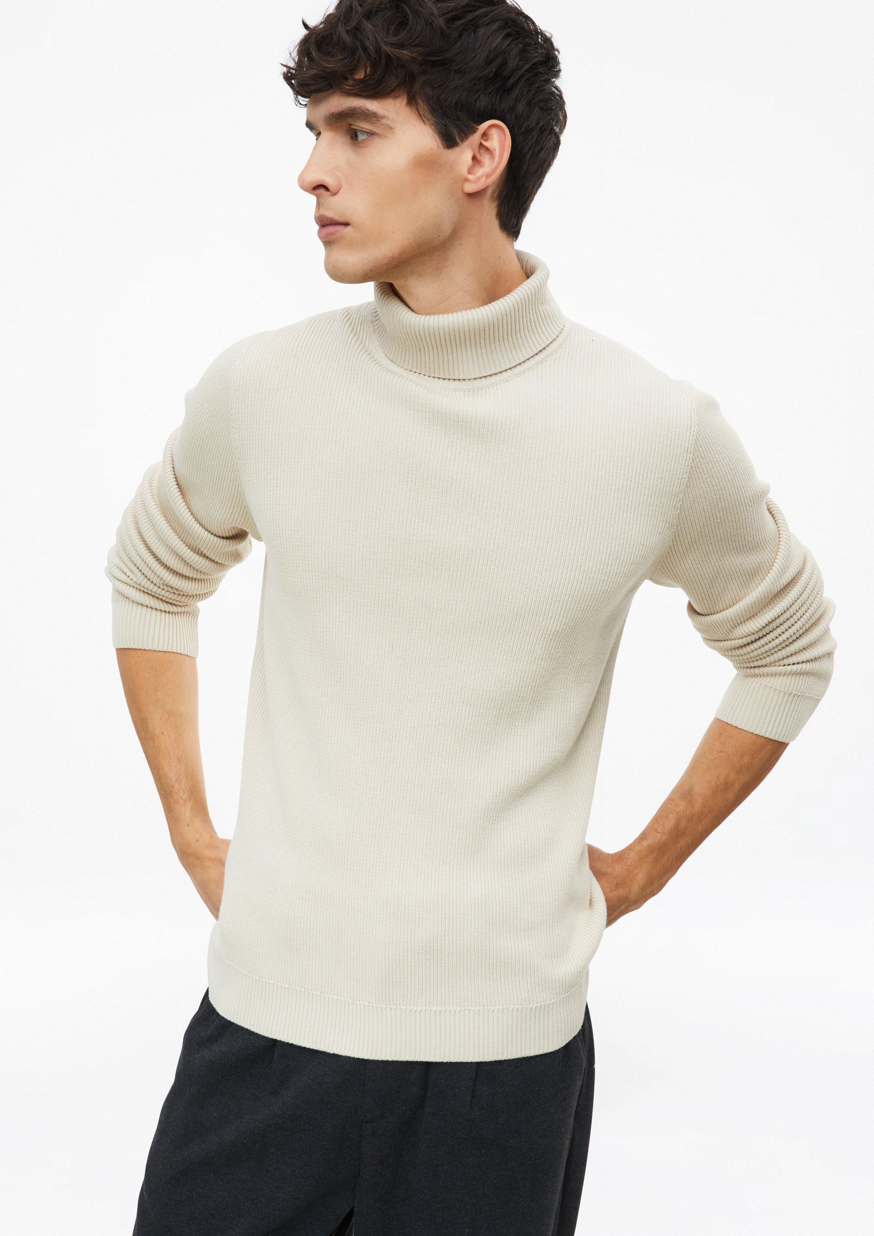 Pull à col roulé côtelé 100 % coton en beige clair de s.Oliver