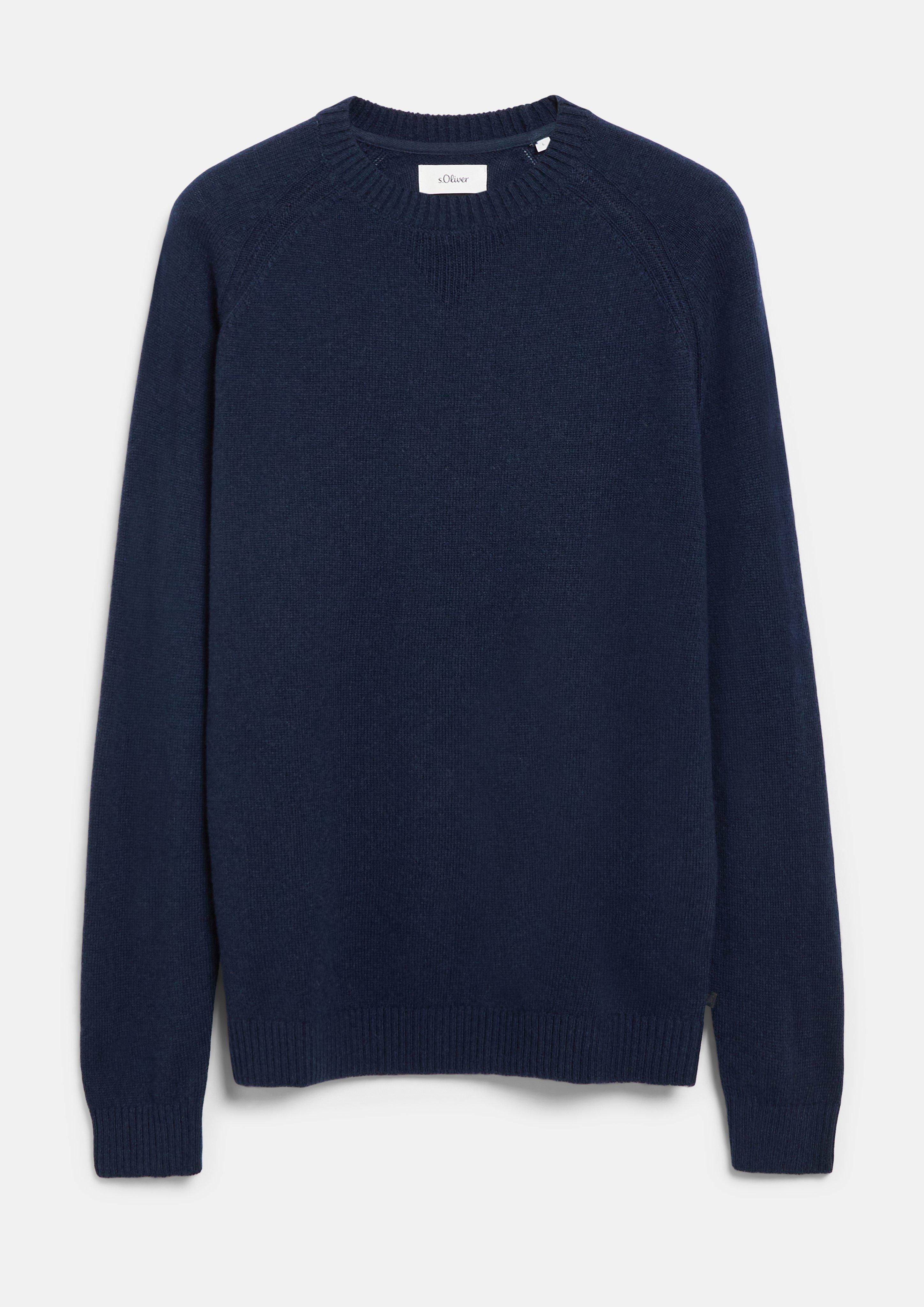 Heren Zachte raglan-trui van 100% lamswol in blauw van s.Oliver