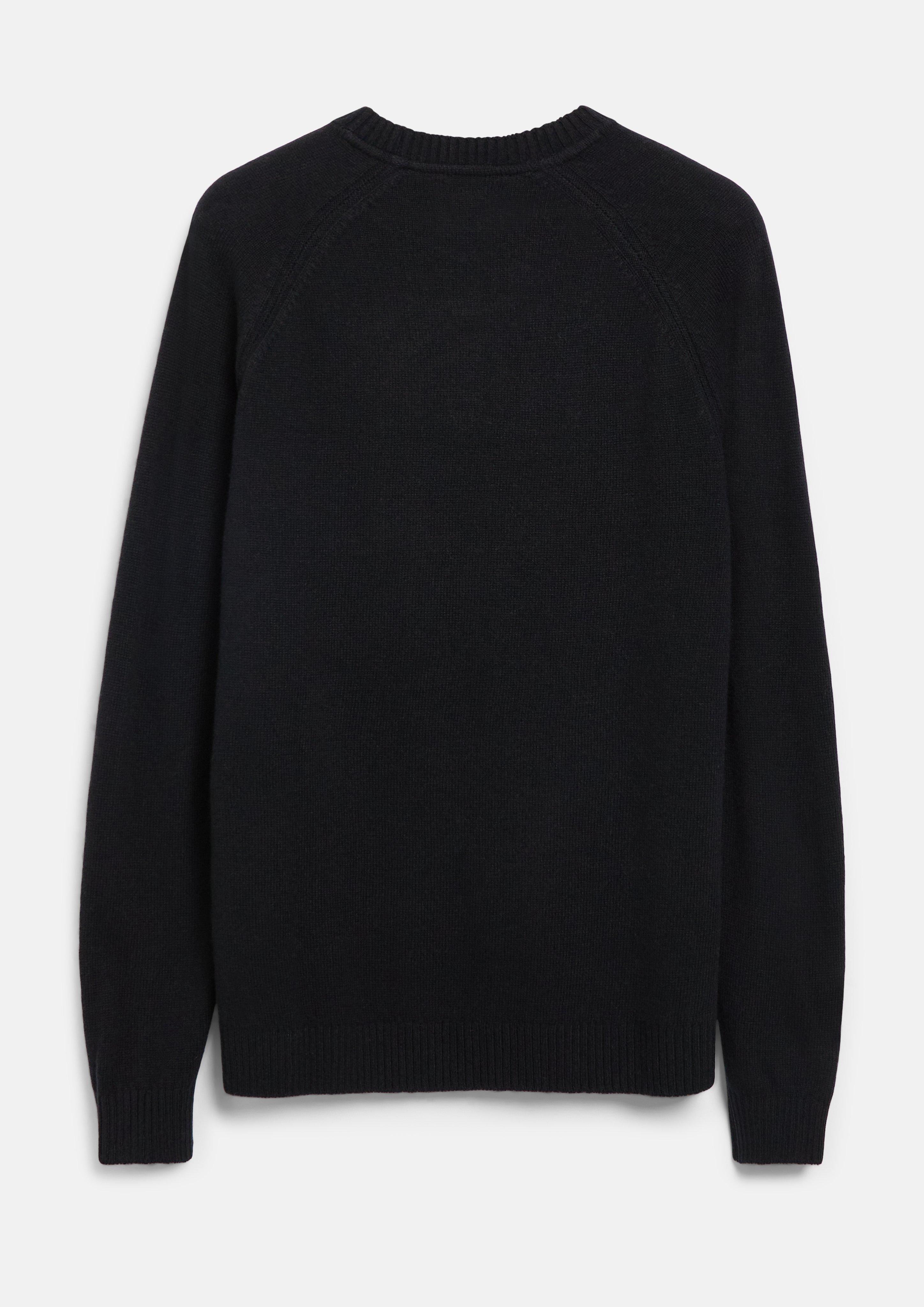 Hommes Pull raglan en maille douce, 100 % laine d'agneau en noir de s.Oliver